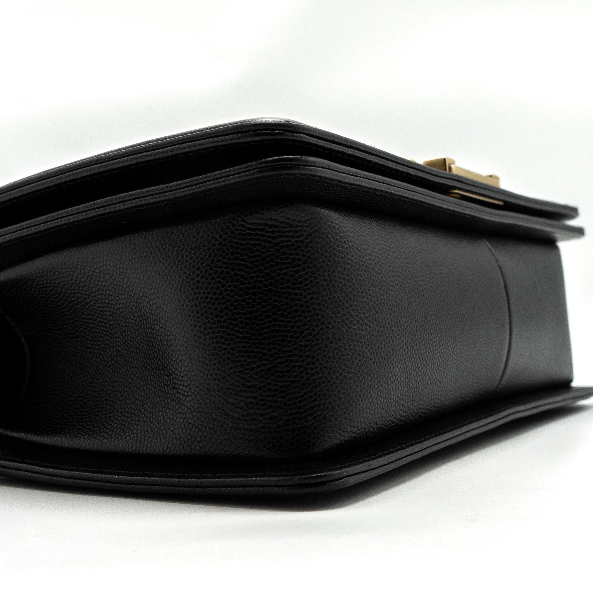CHANEL MEDIUM CLASSIC BOY BAG CAVIAR BLACK GHW (MICROCHIP)