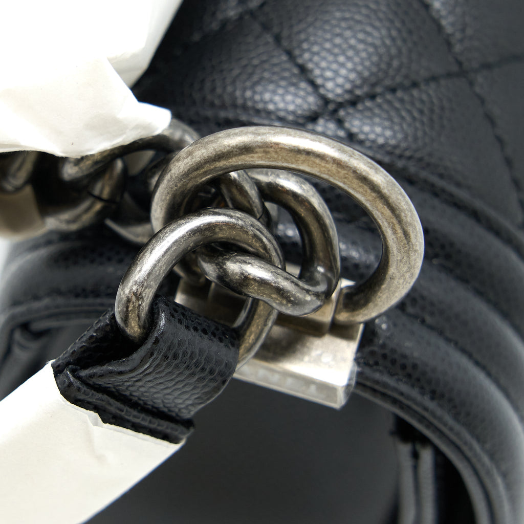 CHANEL SMALL BOY BAG CAVIAR BLACK RUTHENIUM SHW (MICROCHIP)