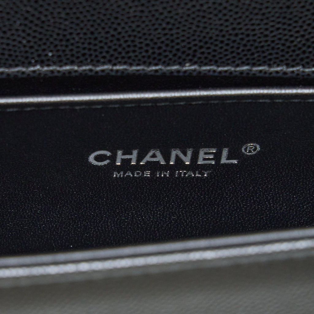 CHANEL SMALL BOY BAG CAVIAR BLACK RUTHENIUM SHW (MICROCHIP)