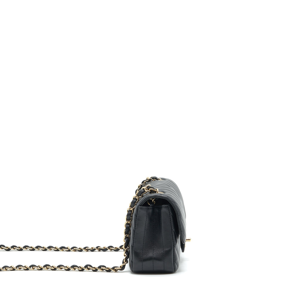 CHANEL CHEVRON MINI RECTANGULAR FLAP BAG BLACK LGHW