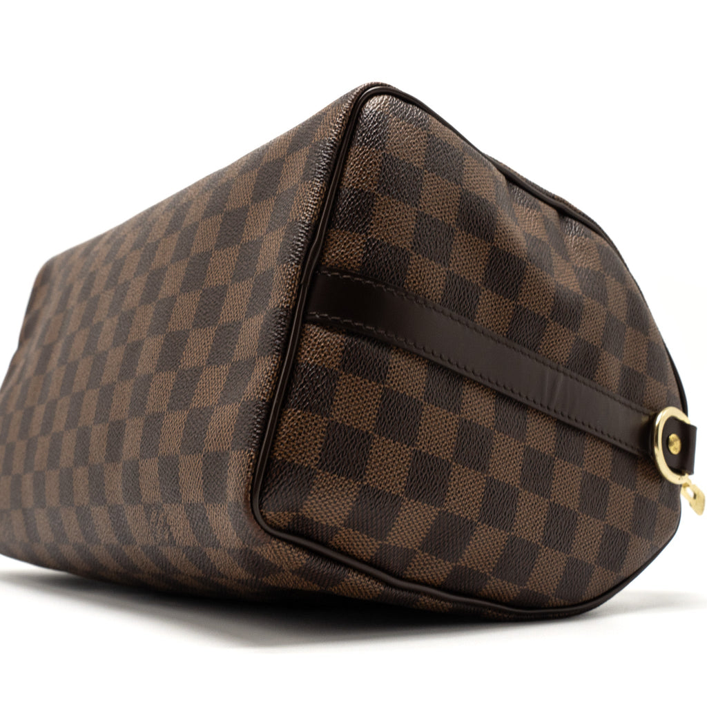 LOUIS VUITTON SPEEDY 30 BANDOULIERE DAMIER EBENE CANVAS GHW