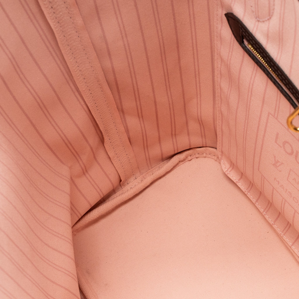 LOUIS VUITTON NEVERFULL MM MONOGRAM DAMIER EBENE CANVAS / ROSE BALLERINA GHW