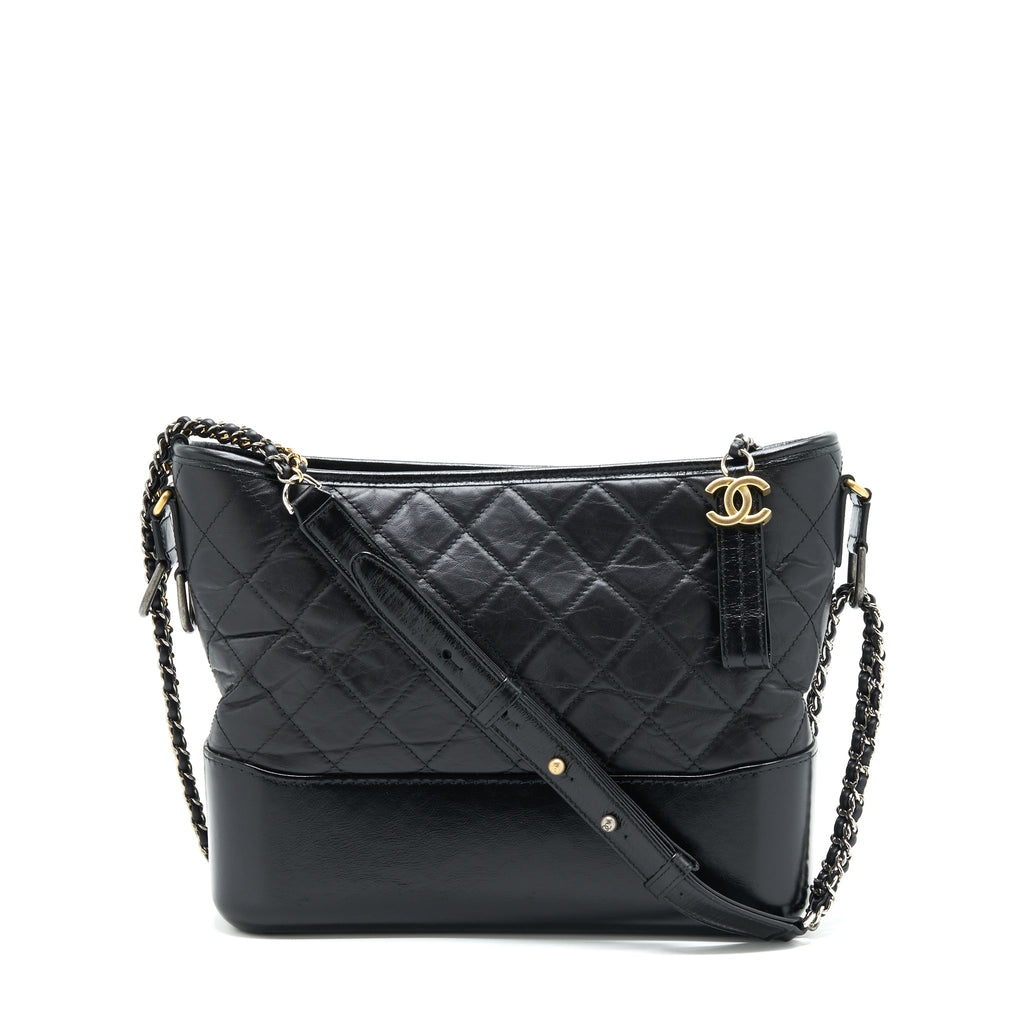 CHANEL LARGE HOBO GABRIELLE BAG BLACK WITH GOLD AND SLIVER HARDWARE
