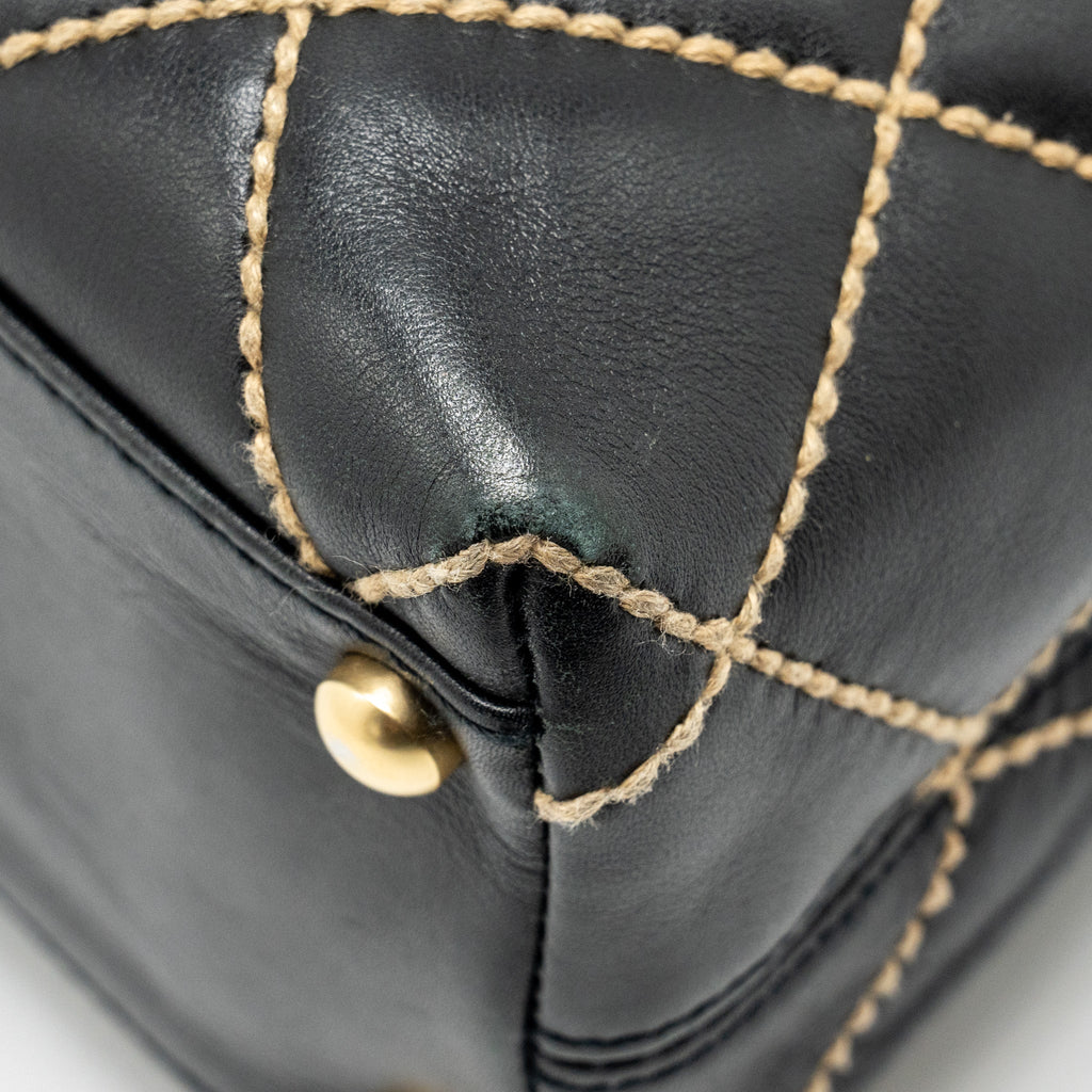 CHANEL VINTAGE WILD STITCH SHOULDER BAG CALFSKIN BLACK GHW