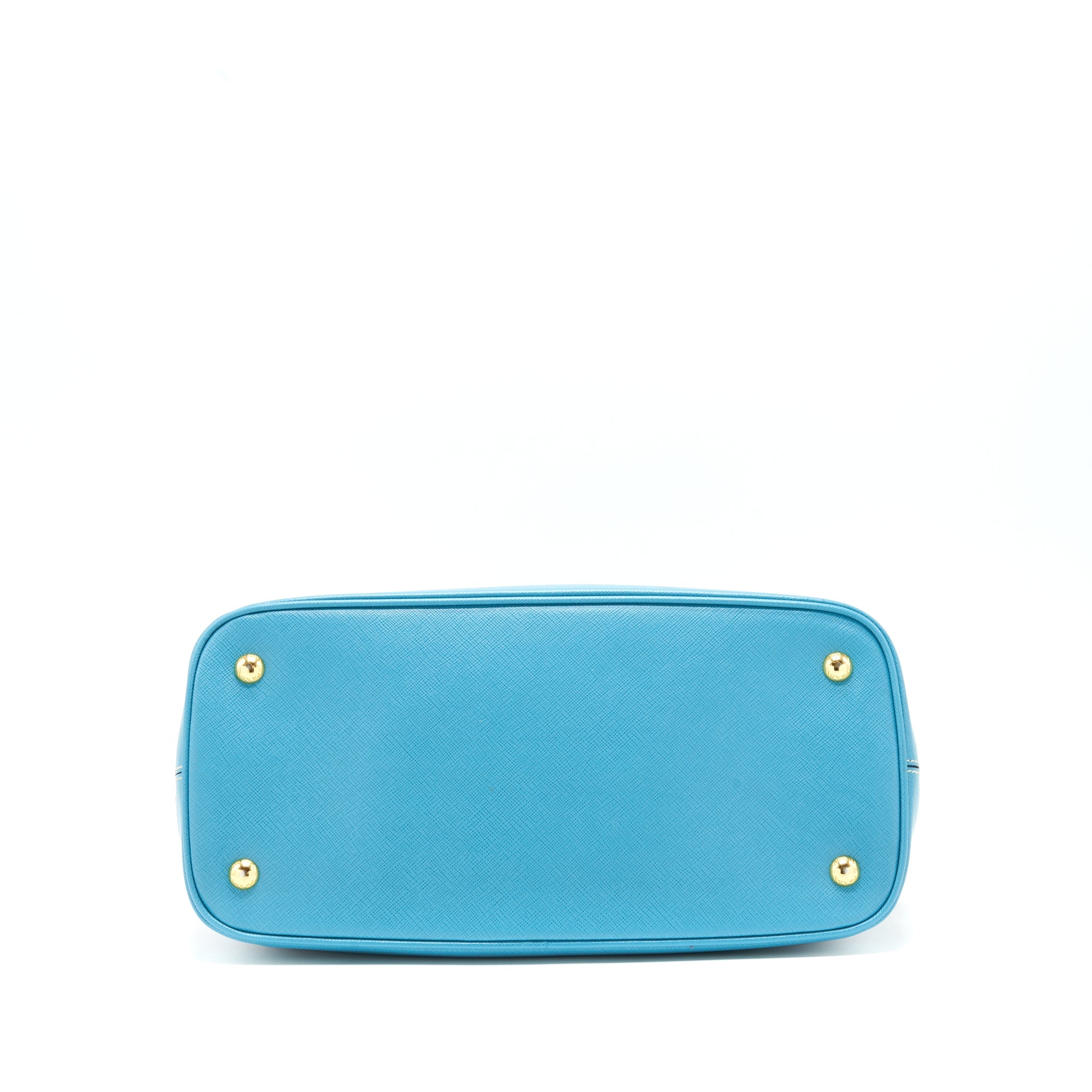 PRADA SAFFIANO LUX BI COLOUR PROMENADE DONE TOTE BAG BLUETTE/TURCHESE BLUE