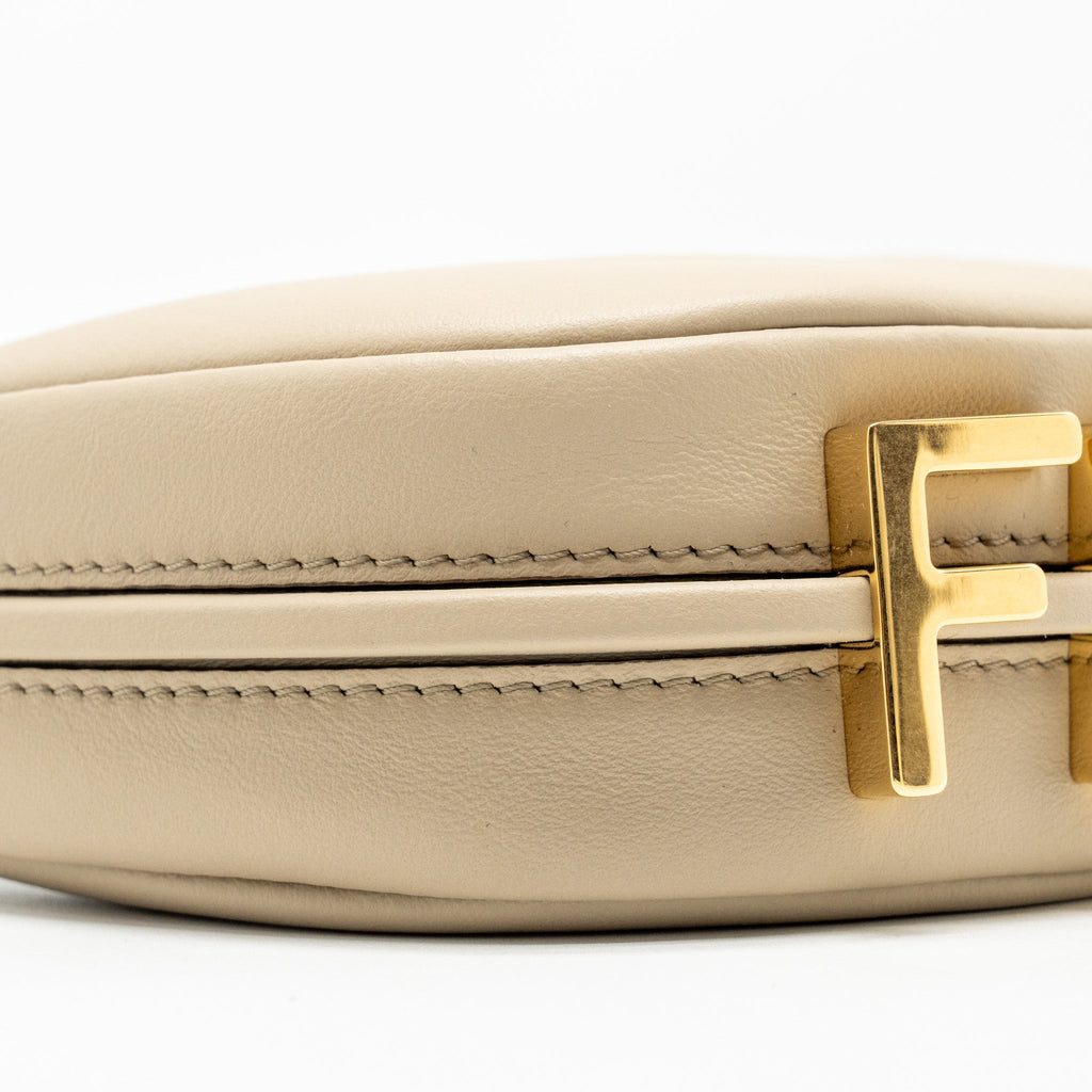 FENDI NANO FENDIGRAPHY LEATHER CHARM CALFSKIN BEIGE GHW