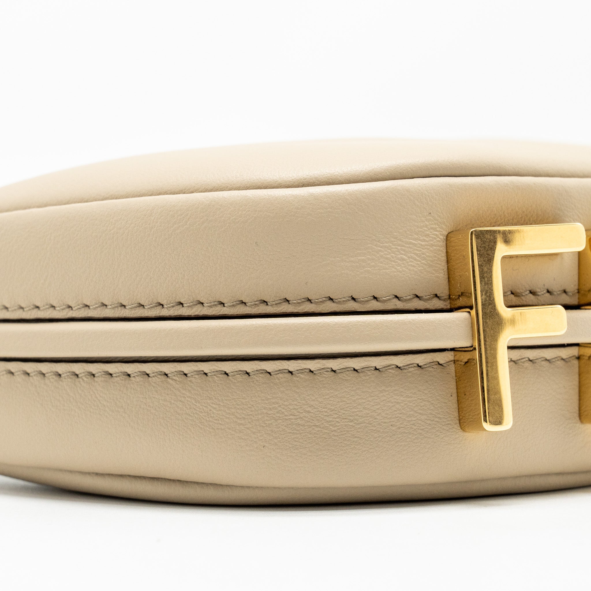 FENDI NANO FENDIGRAPHY LEATHER CHARM CALFSKIN BEIGE GHW