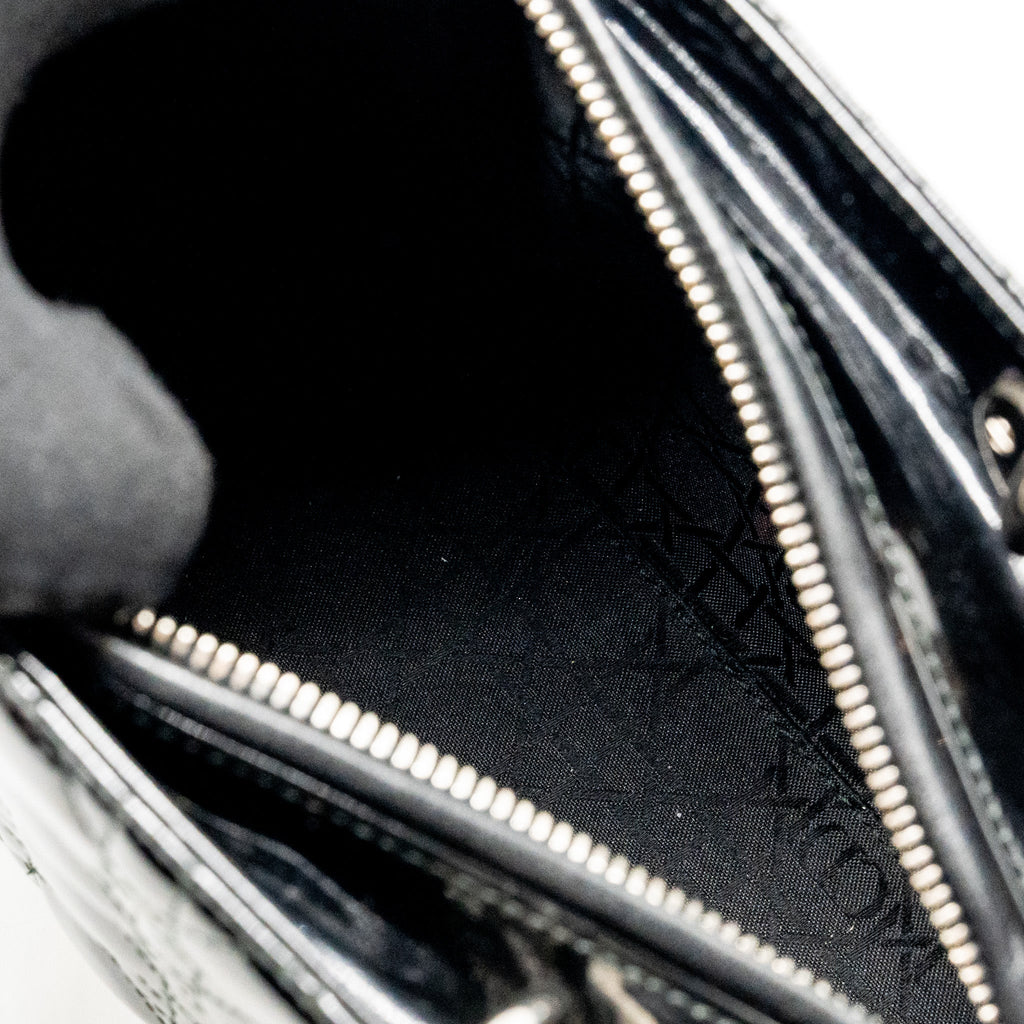 DIOR MEDIUM LADY DIOR PATENT LEATHER BLACK SHW