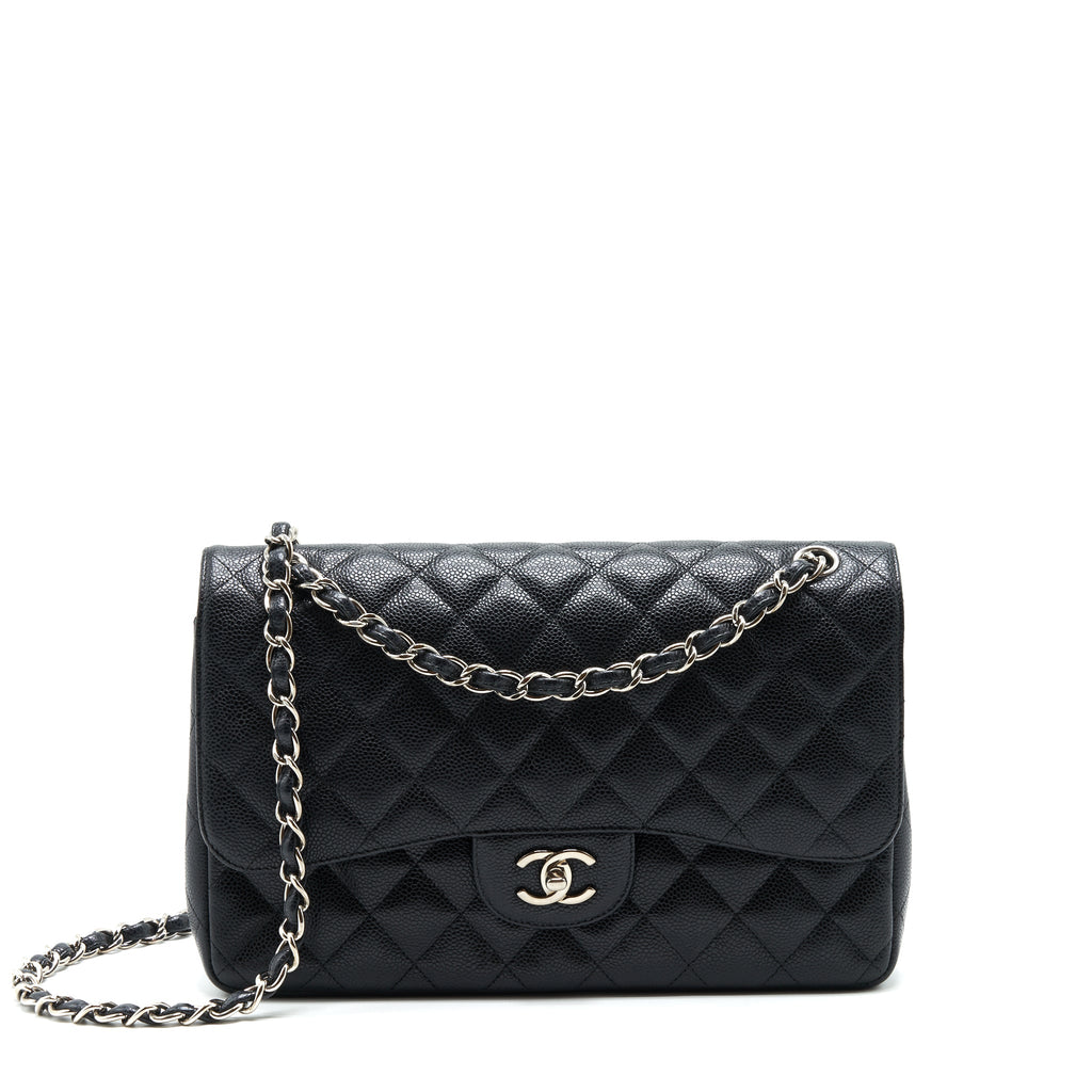 CHANEL JUMBO CLASSIC FLAP BAG CAVIAR BLACK SHW