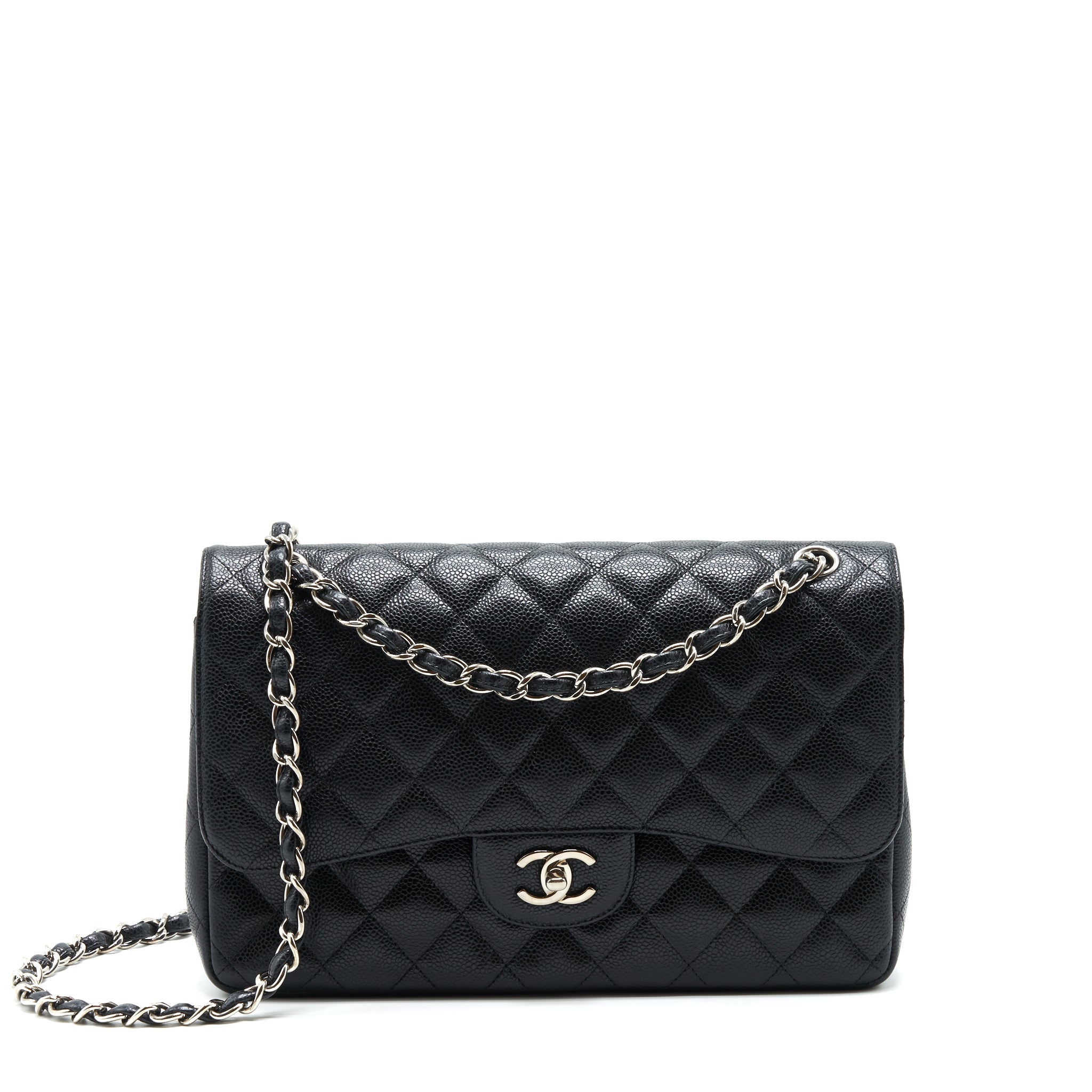 CHANEL JUMBO CLASSIC FLAP BAG CAVIAR BLACK SHW