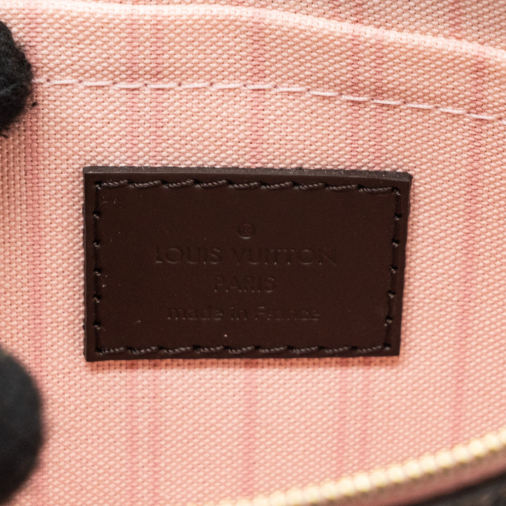 LOUIS VUITTON NEVERFULL MM MONOGRAM DAMIER EBENE CANVAS / ROSE BALLERINA GHW