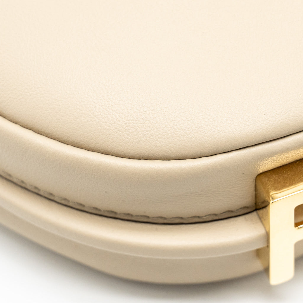 FENDI NANO FENDIGRAPHY LEATHER CHARM CALFSKIN BEIGE GHW