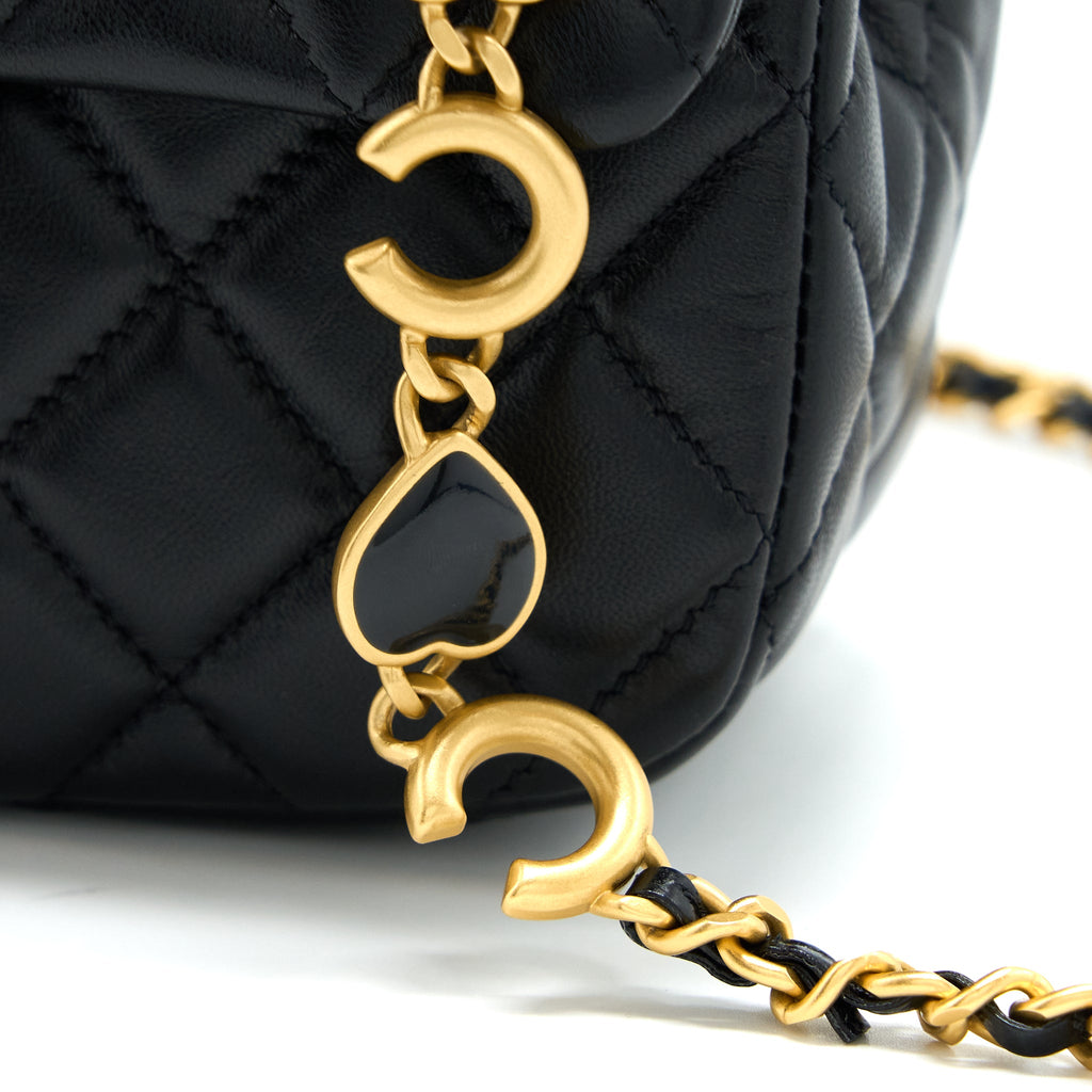 CHANEL 22K COCO CHAIN QUILTED FLAP BAG LAMBSKIN BLACK BRUSHED GHW (MICROCHIP)