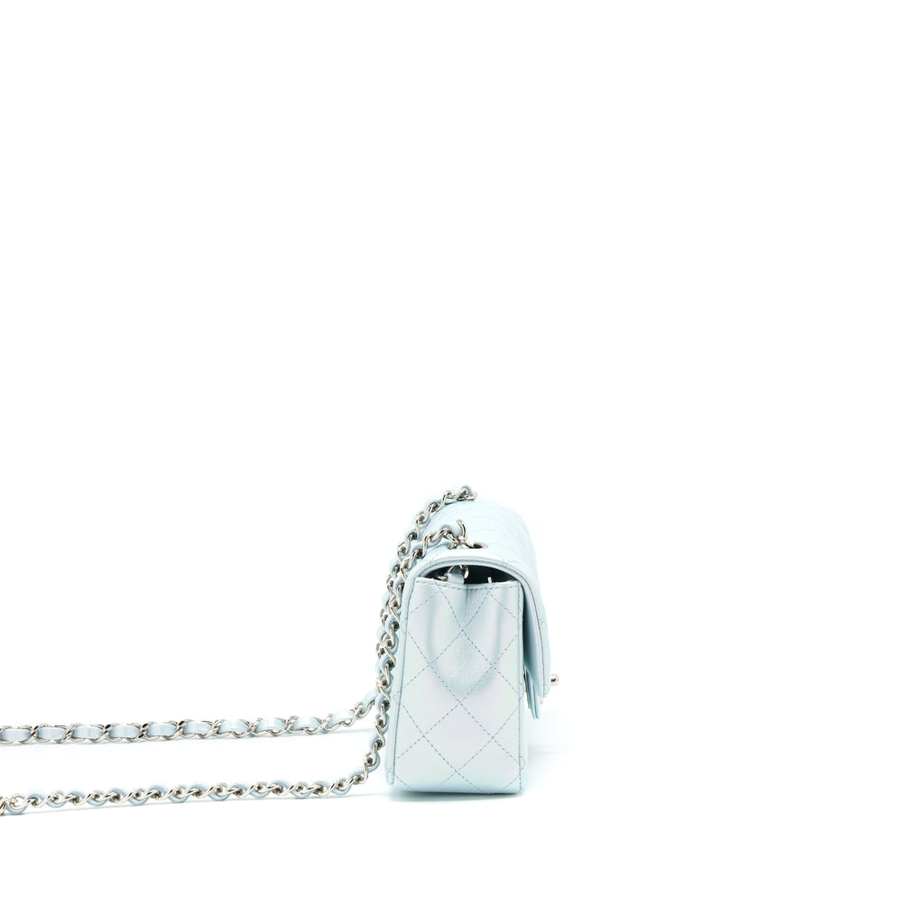 CHANEL 21K IRIDESCENT BABY BLUE MINI RECTANGULAR SHW