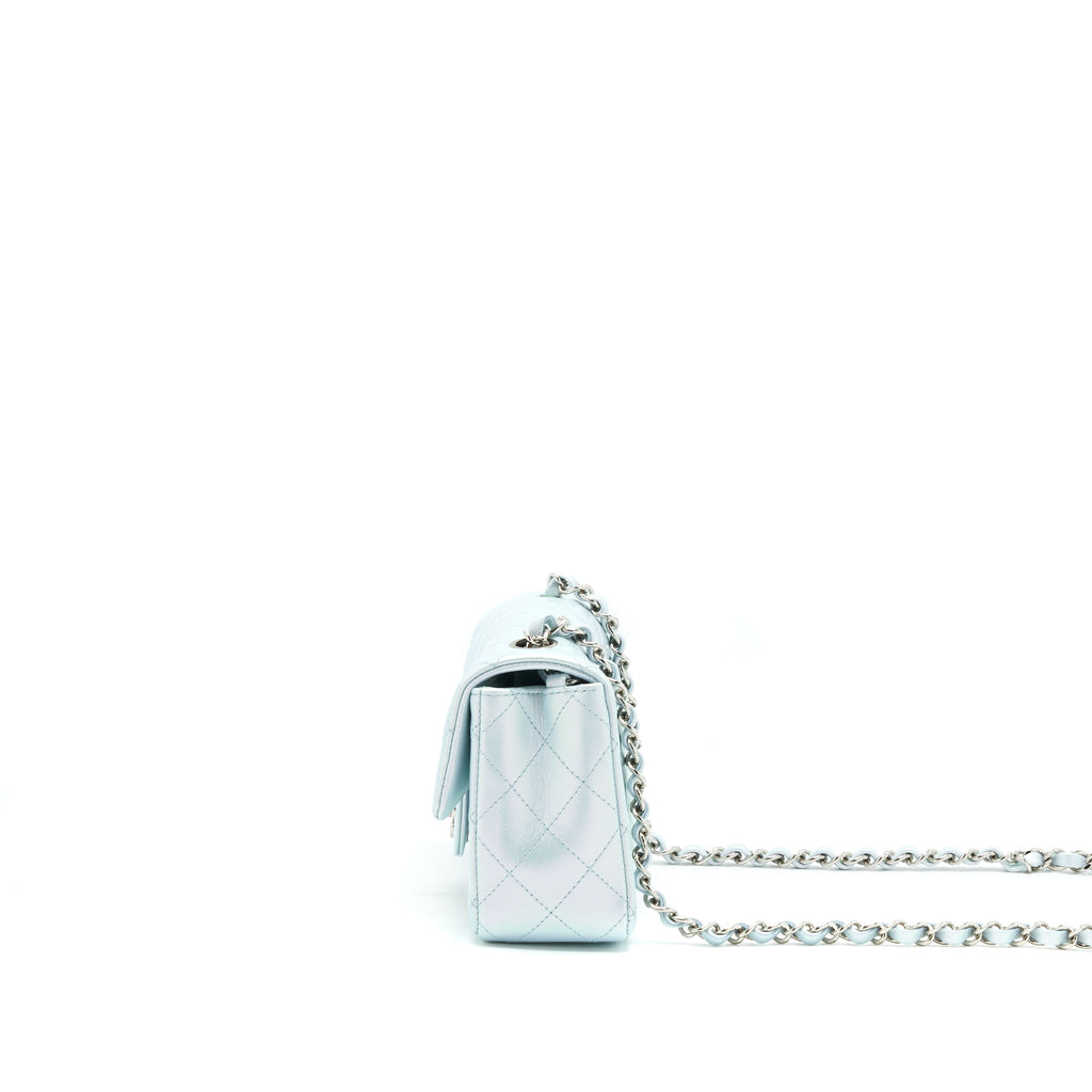 CHANEL 21K IRIDESCENT BABY BLUE MINI RECTANGULAR SHW