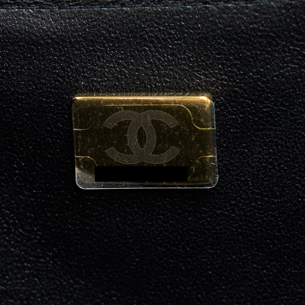CHANEL 22K COCO CHAIN QUILTED FLAP BAG LAMBSKIN BLACK BRUSHED GHW (MICROCHIP)