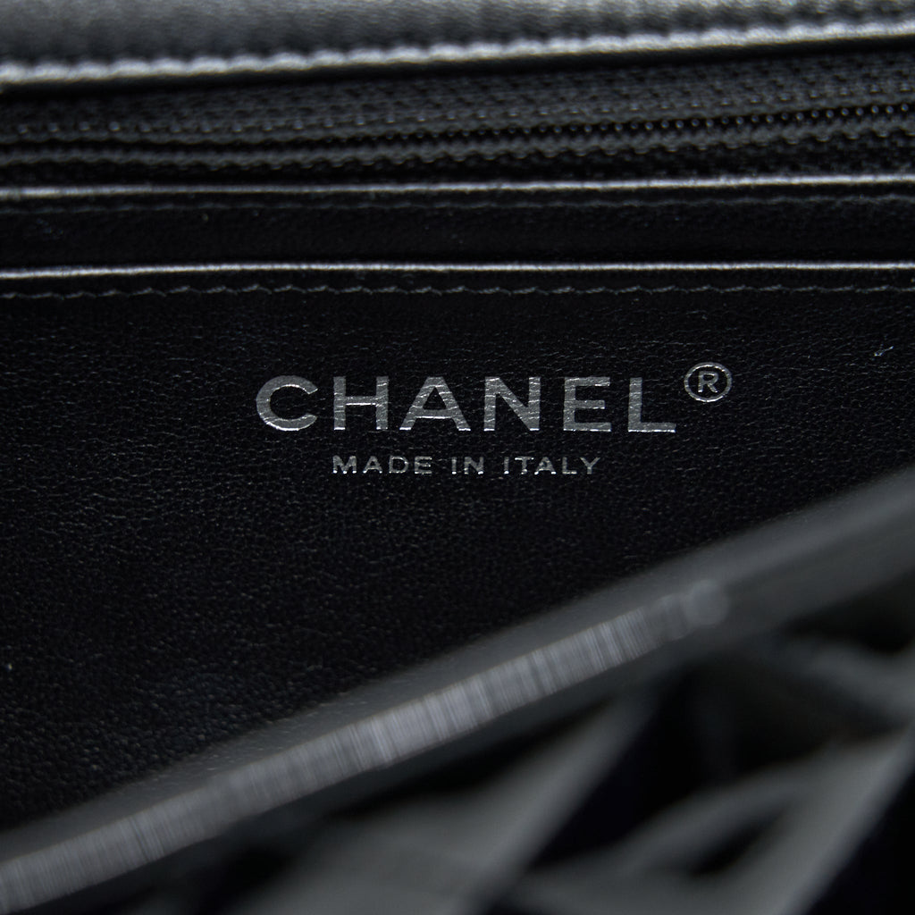 CHANEL MINI RECTANGULAR FLAP BAG PATENT LEATHER BLACK SHW