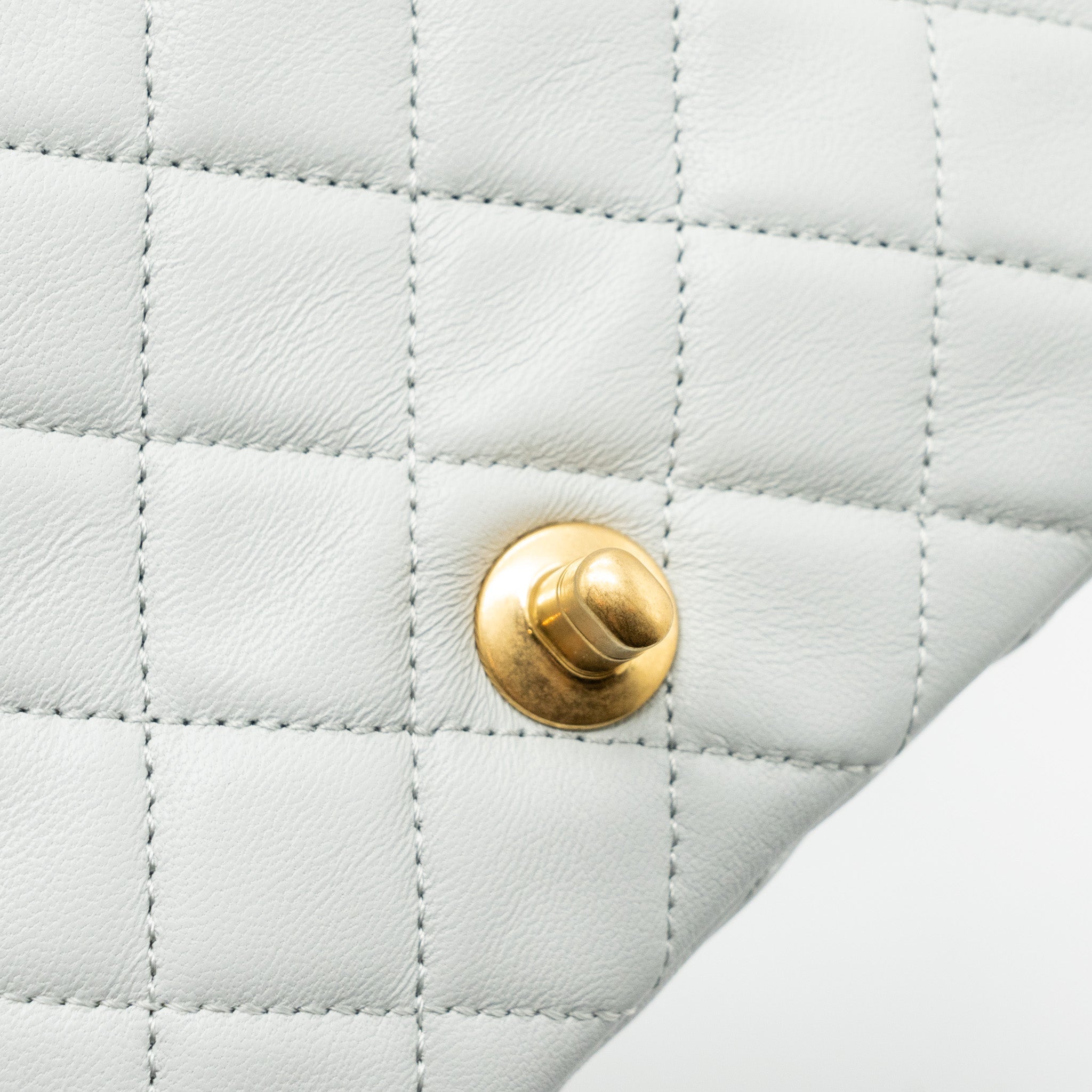 CHANEL 23C PEARL CRUSH MINI SQUARE FLAP BAG LAMBSKIN GREY GHW (MICROCHIP)