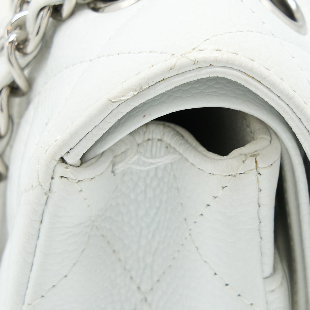 CHANEL MEDIUM CLASSIC FLAP CAVIAR WHITE SHW
