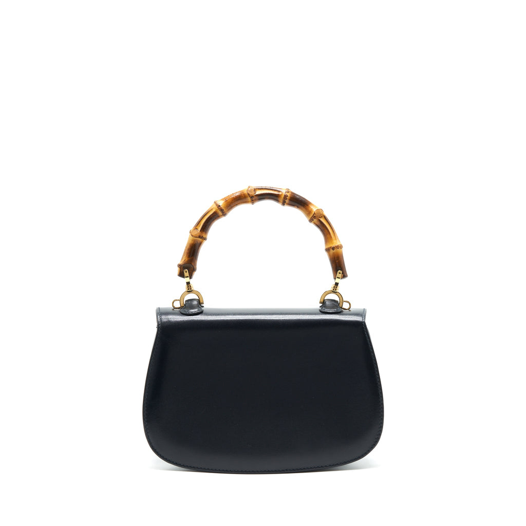 GUCCI VINTAGE BAMBOO SMALL TOP HANDLE BAG BLACK