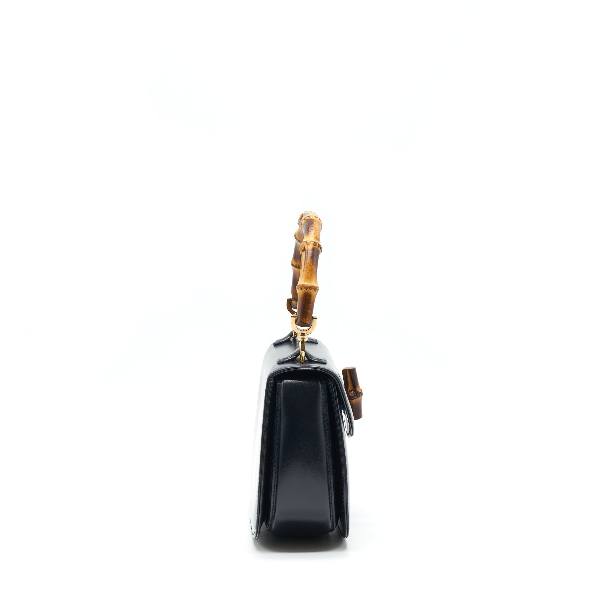 GUCCI VINTAGE BAMBOO SMALL TOP HANDLE BAG BLACK