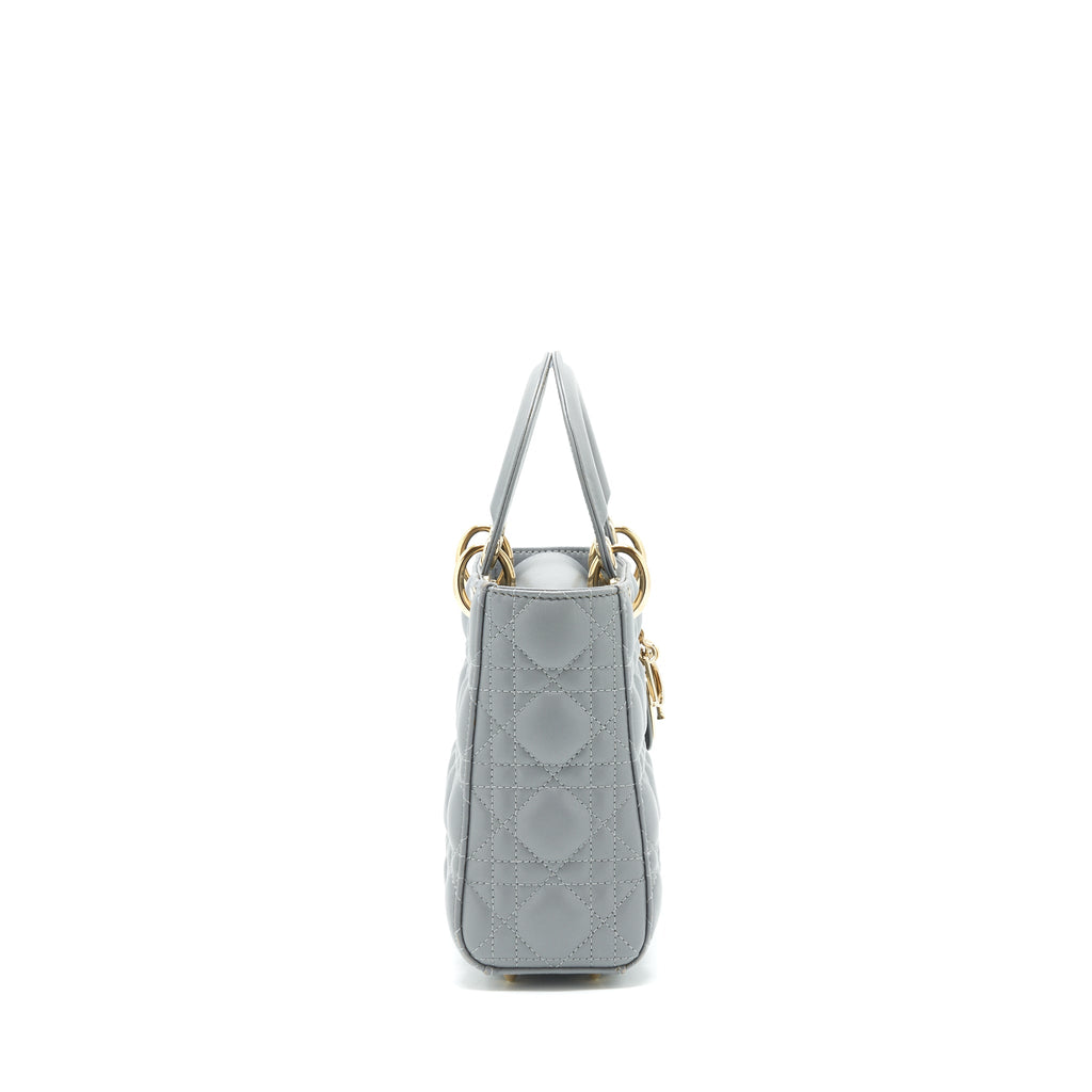 CHRISTIAN DIOR SMALL LADY DIOR LAMBSKIN GREY GHW