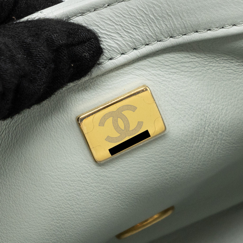 CHANEL 23C PEARL CRUSH MINI SQUARE FLAP BAG LAMBSKIN GREY GHW (MICROCHIP)
