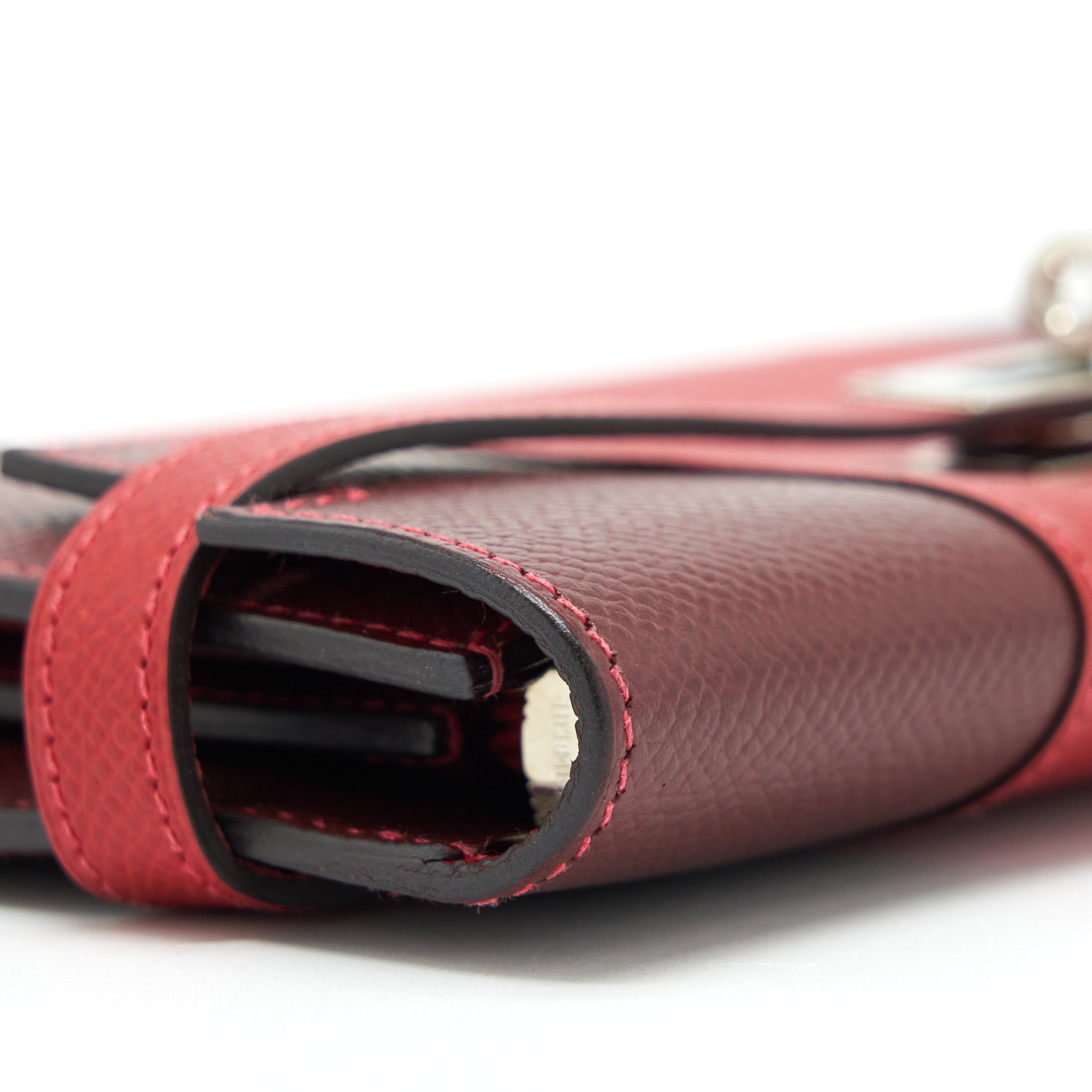 HERMES CLASSIC KELLY LONG WALLET EPSOM LEATHER RED / DARK RED WITH SHW