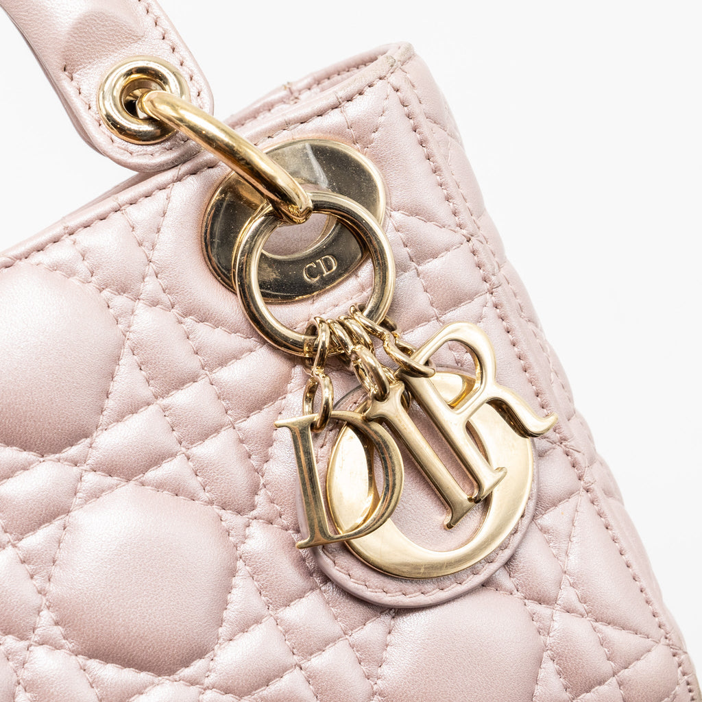 DIOR MINI LADY DIOR LAMBSKIN LIGHT PINK LGHW
