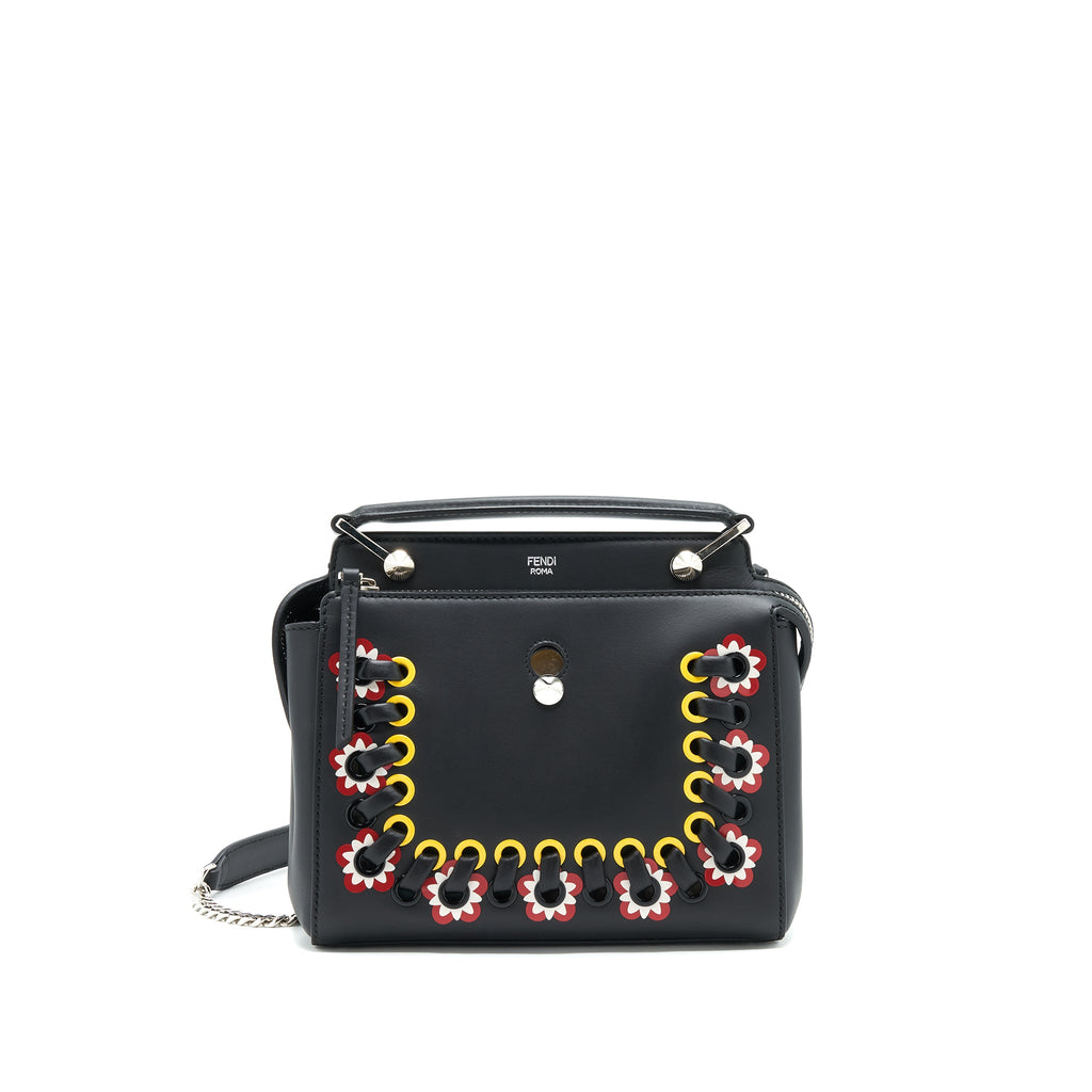 FENDI DOTCOM SHOULDER BAG BLACK WITH STITCH DETAILS