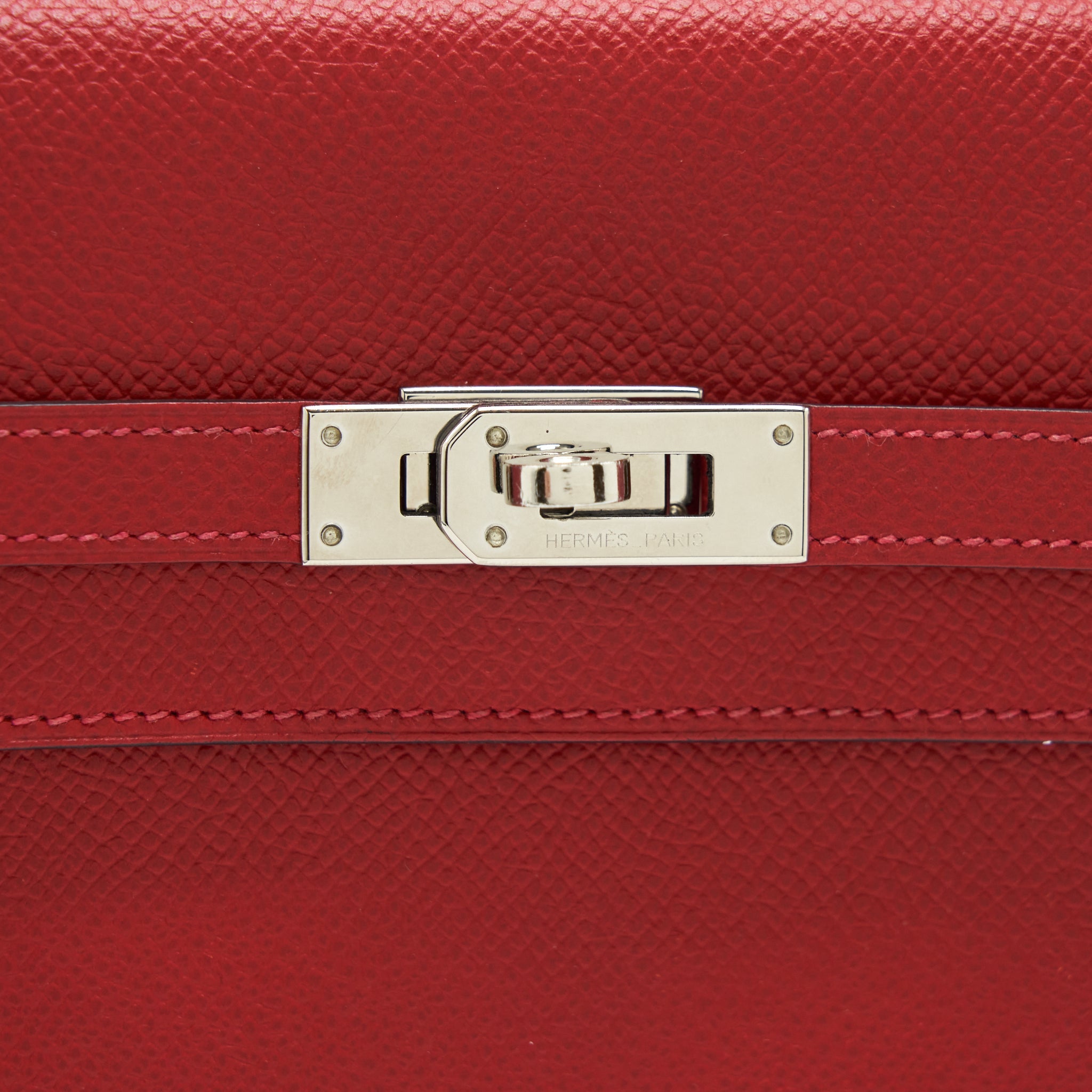 HERMES CLASSIC KELLY LONG WALLET EPSOM LEATHER RED / DARK RED WITH SHW