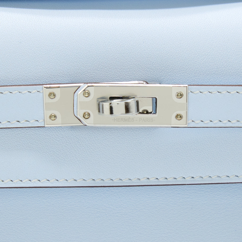HERMES KELLY POCHETTE SWIFT T0 BLUE BRUME SHW