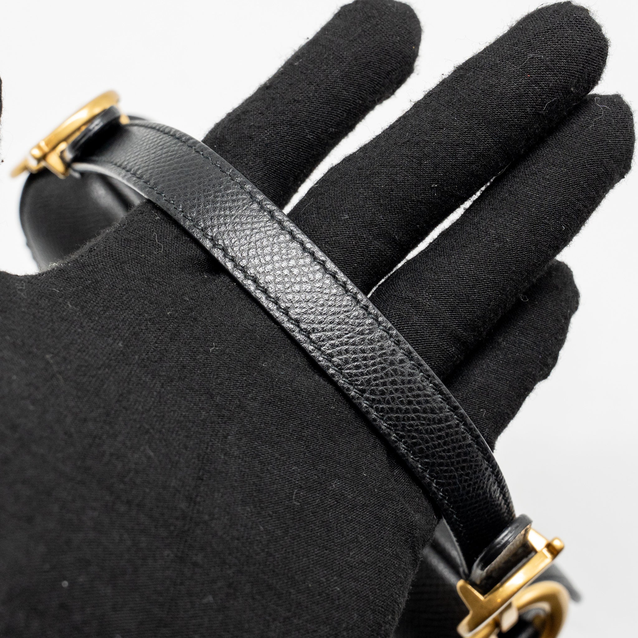 DIOR MINI SADDLE BAG CALFSKIN BLACK GHW