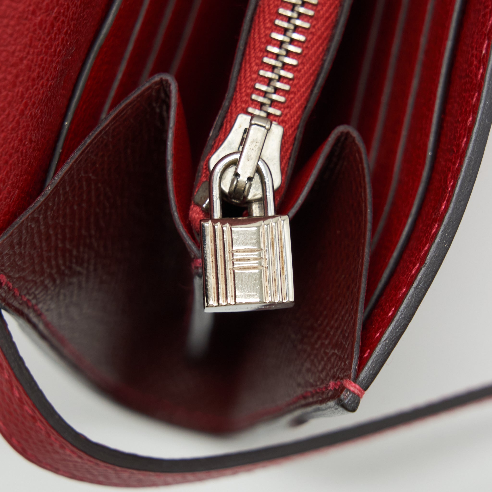 HERMES CLASSIC KELLY LONG WALLET EPSOM LEATHER RED / DARK RED WITH SHW