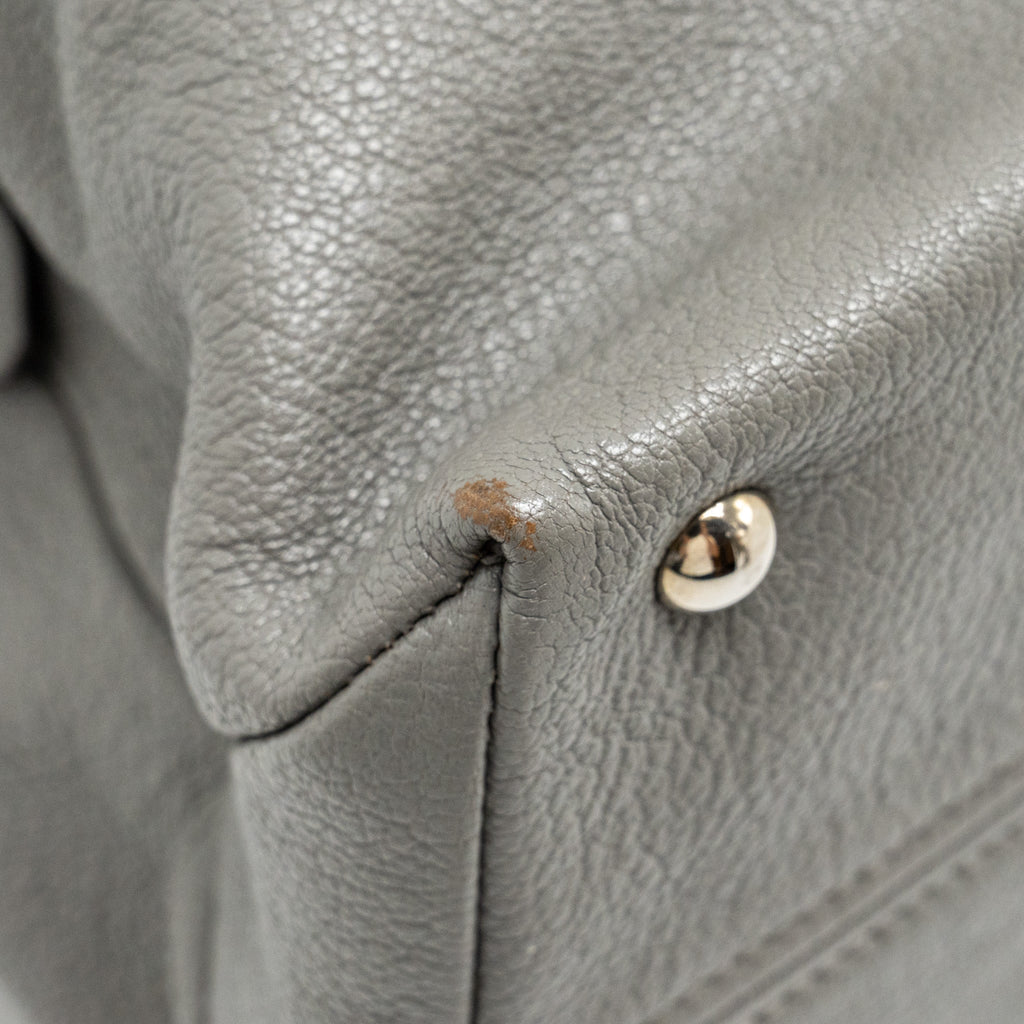 MIU MIU TOTE BAG LEATHER GREY SHW