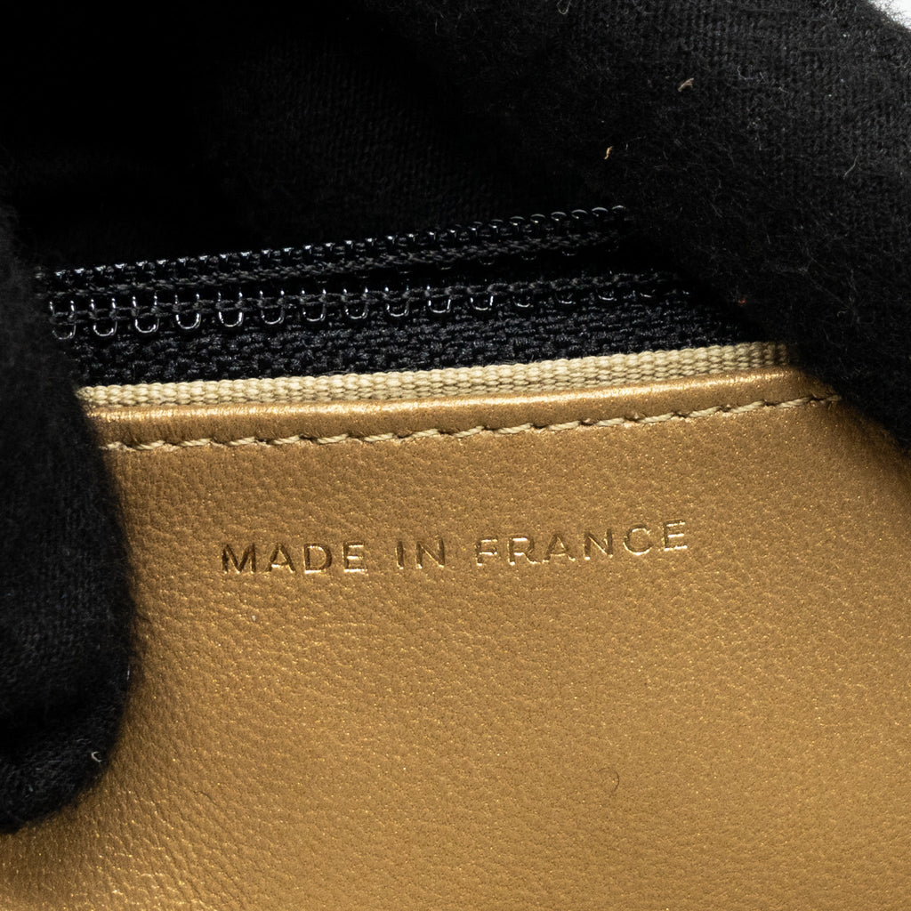 CHANEL PEARL CRUSH WALLET ON CHAIN LAMBSKIN BLACK GHW (MICROCHIP)