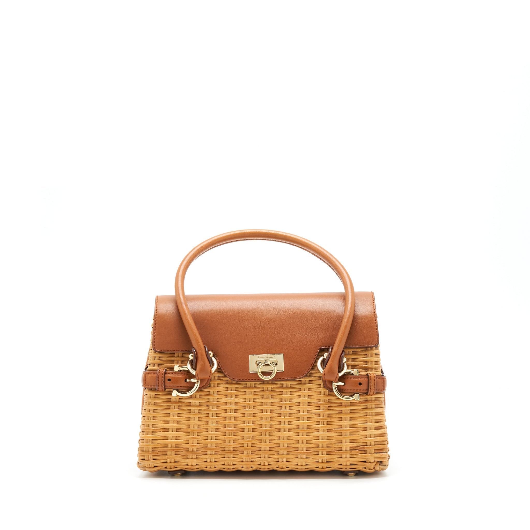 SALVATORE FERRAGAMO VINTAGE BAMBOO TOP HANDLE BAG