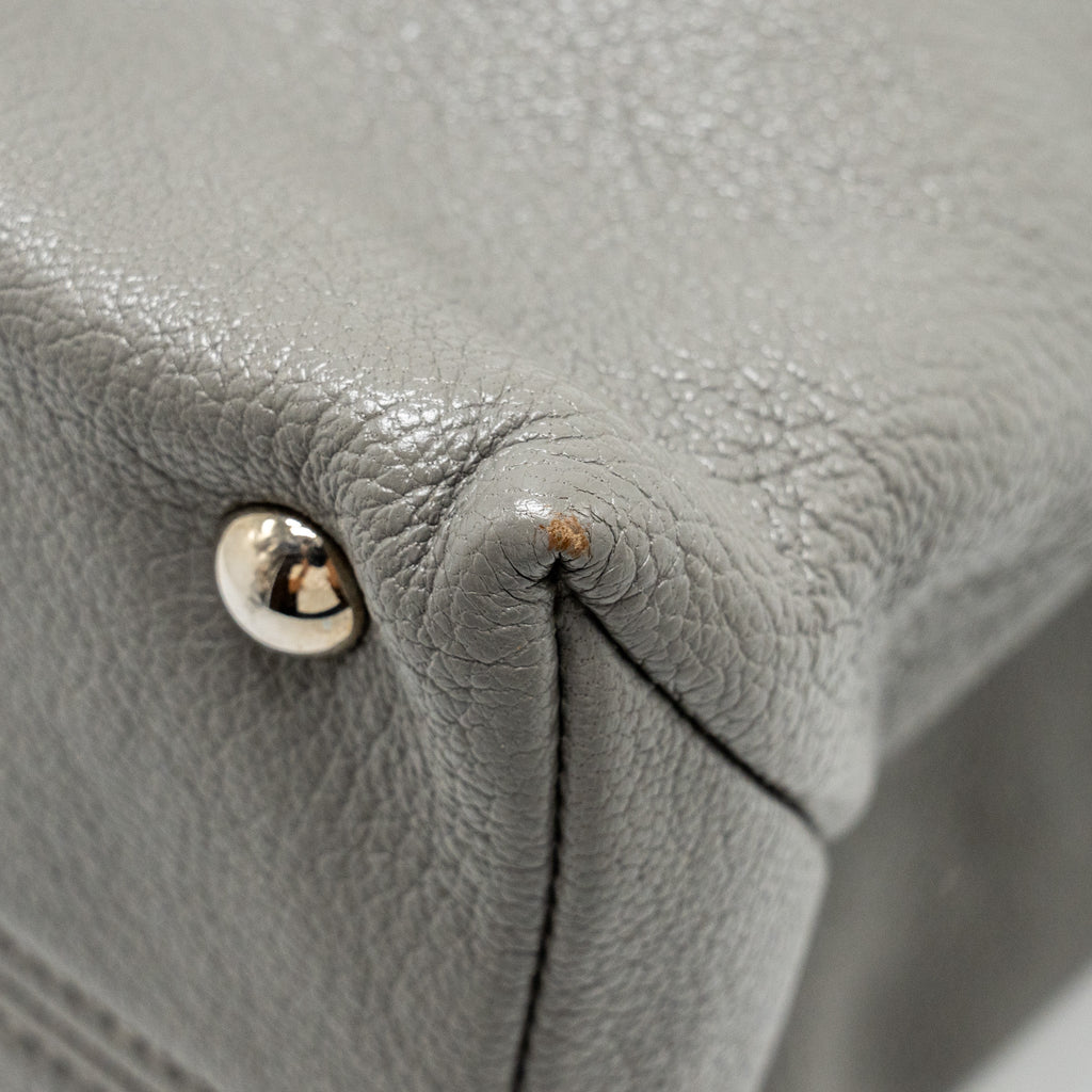 MIU MIU TOTE BAG LEATHER GREY SHW