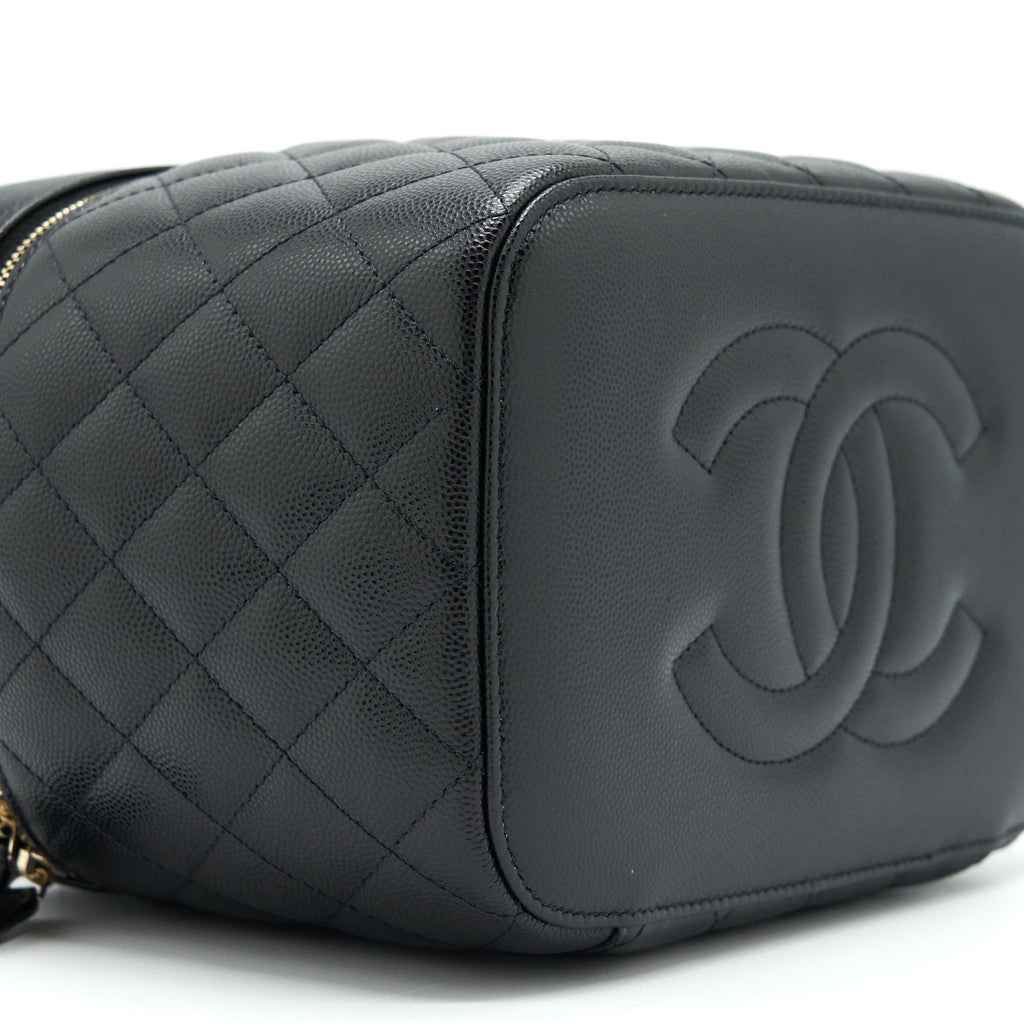 CHANEL TOP HANDLE VANITY CASE CAVIAR BLACK WITH LGHW