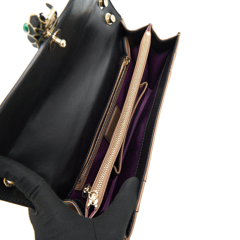 BVLGARI SERPENTI FOREVER SHOULDER BAG IN DARK BEIGE AND BLACK