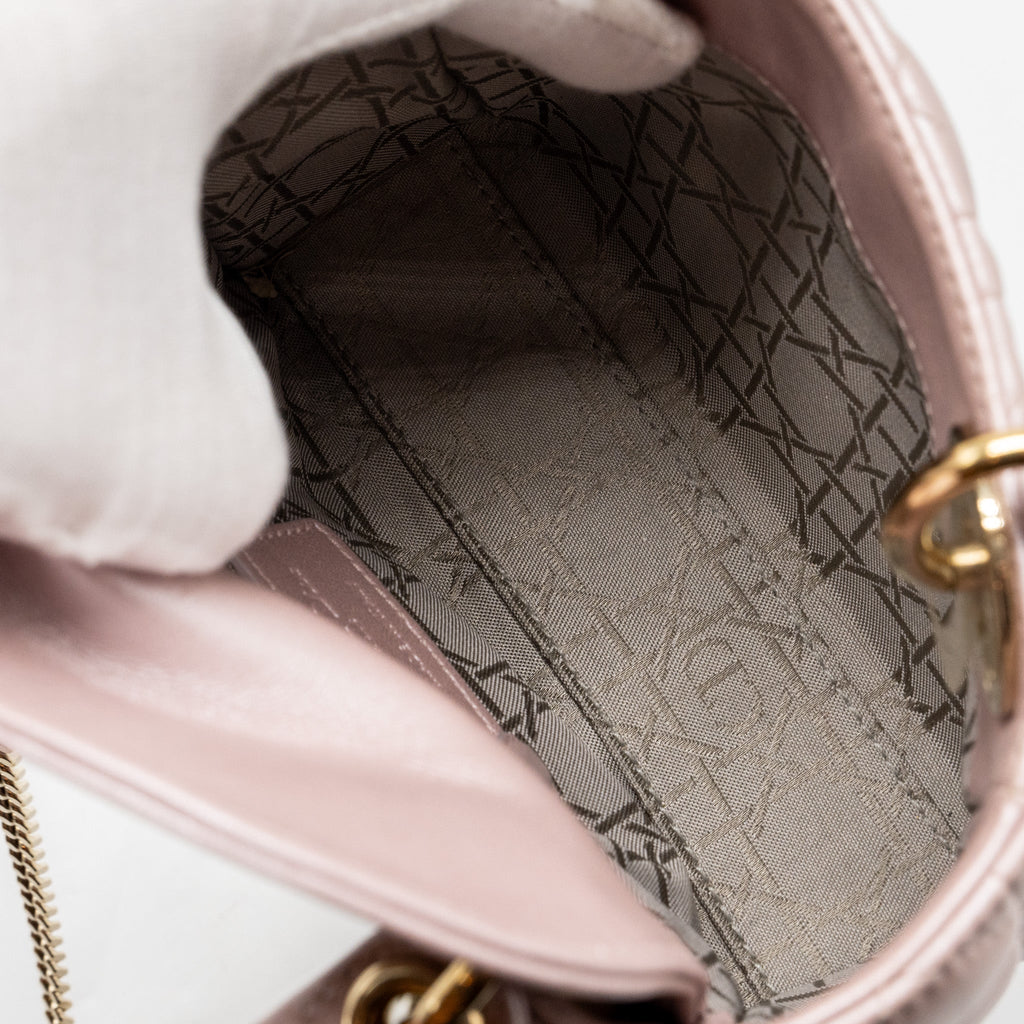 DIOR MINI LADY DIOR LAMBSKIN LIGHT PINK LGHW