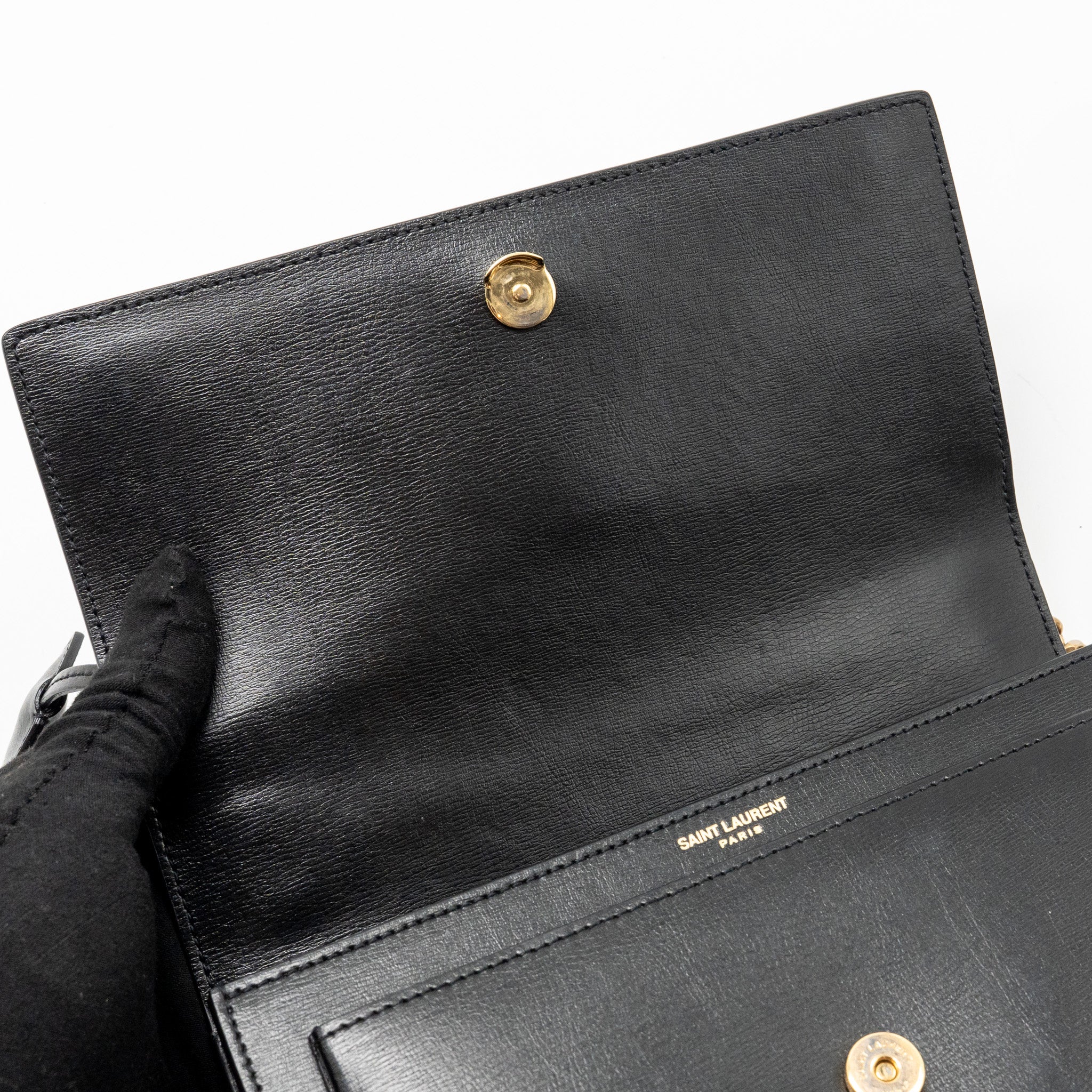 SAINT LAURENT/YSL MEDIUM SUNSET BAG SMOOTH LEATHER BLACK GHW