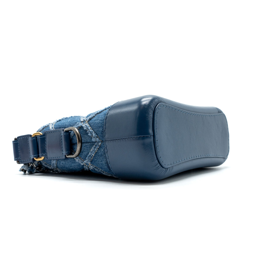 CHANEL SMALL GABRIELLE HOBO BAG BLUE DENIM GHW