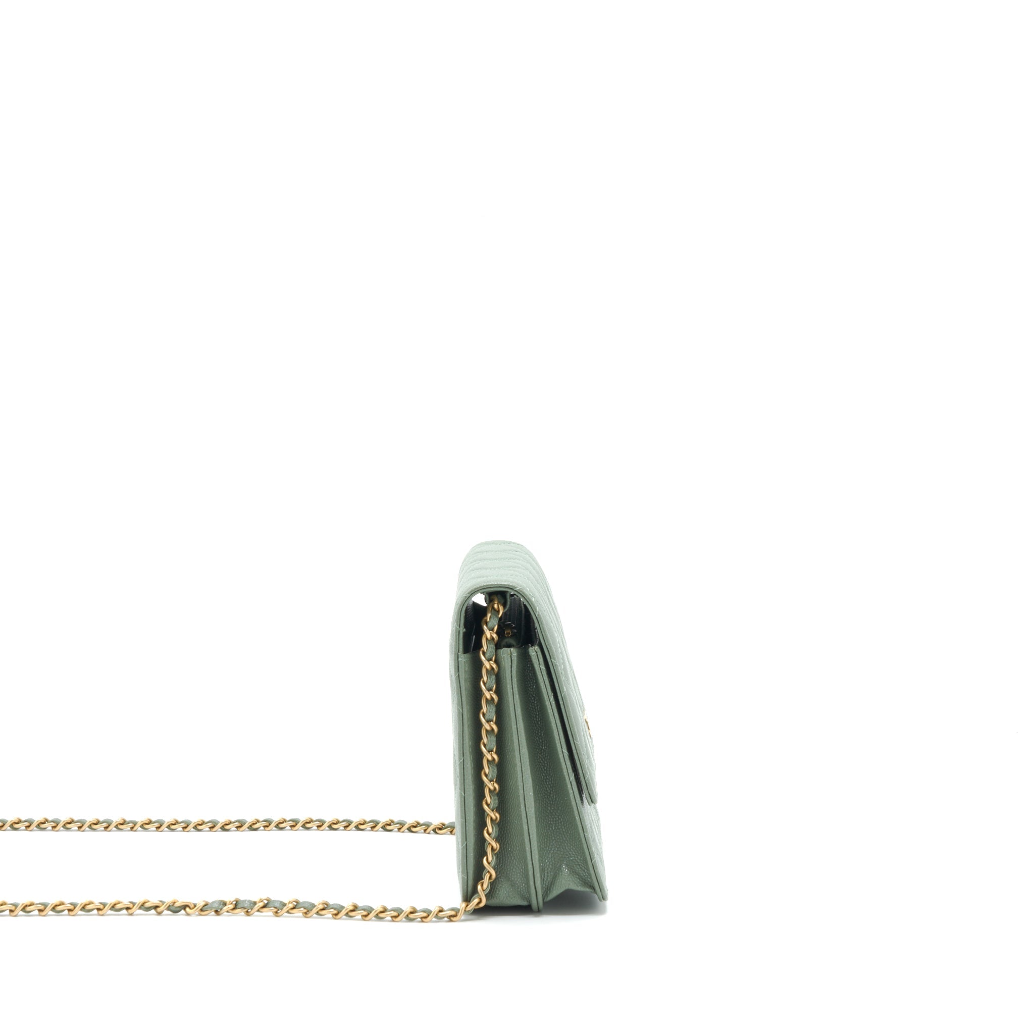 CHANEL WALLET ON CHAIN SQUARE CAVIAR GREEN GHW