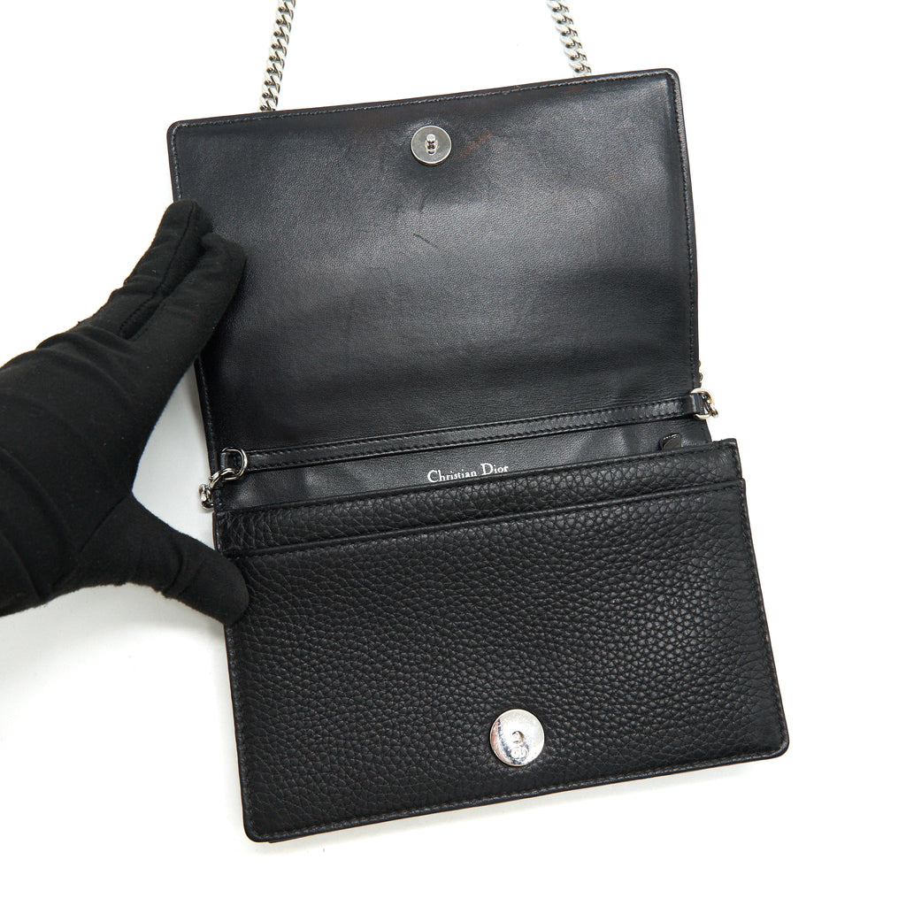 DIOR DIORAMA WALLET ON CHAIN BLACK WITH SHW