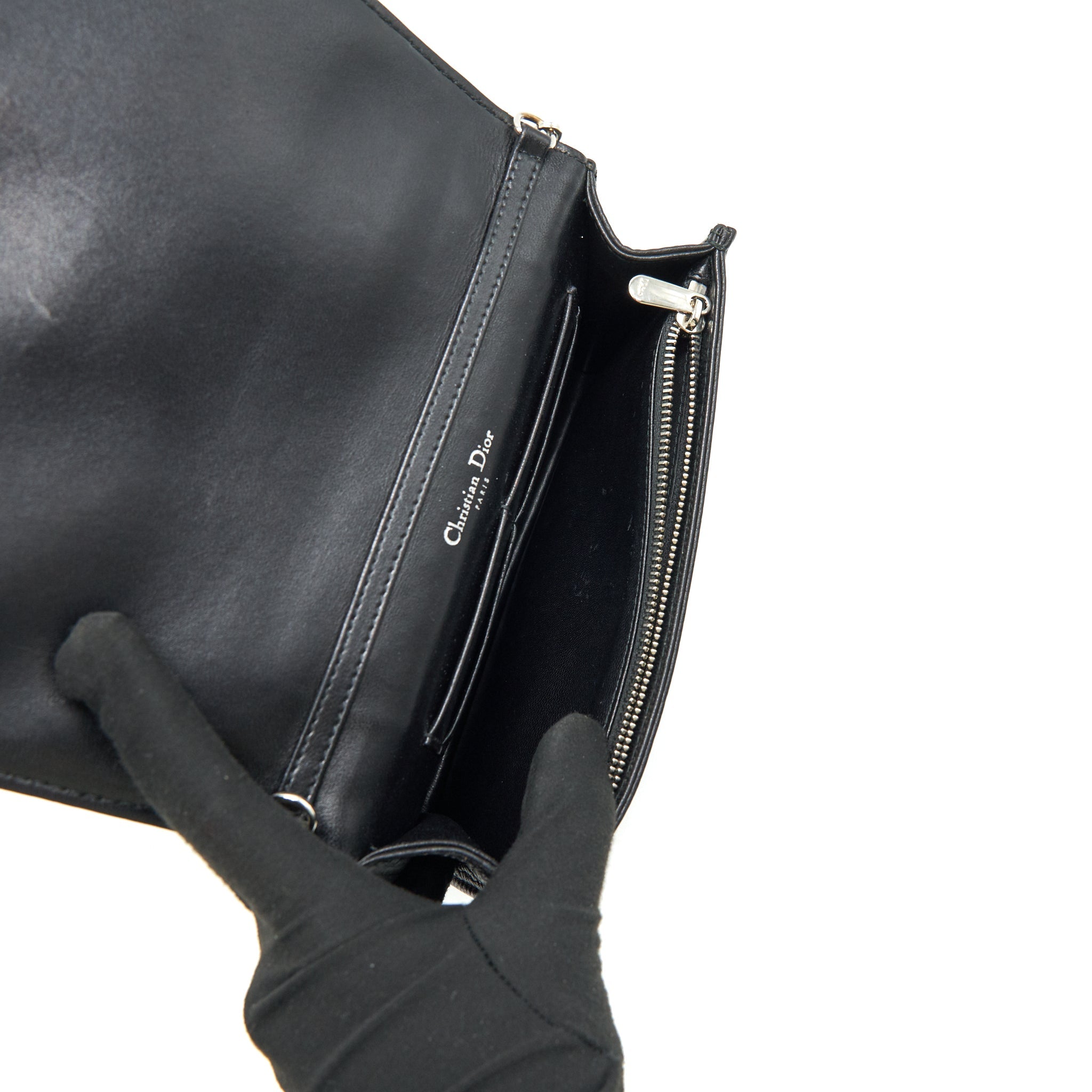 DIOR DIORAMA WALLET ON CHAIN BLACK WITH SHW