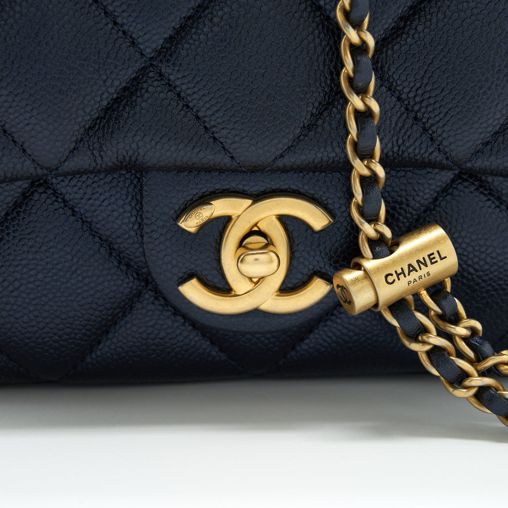 CHANEL 21K MY PERFECT MINI FLAP BAG CAVIAR BLACK GHW
