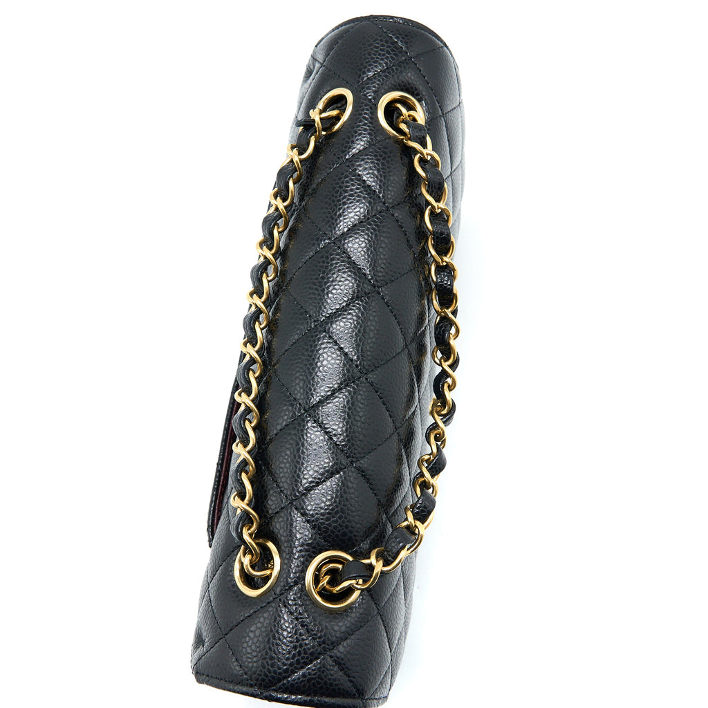 CHANEL MEDIUM CLASSIC DOUBLE FLAP BAG CAVIAR BLACK GHW (MICROCHIP)
