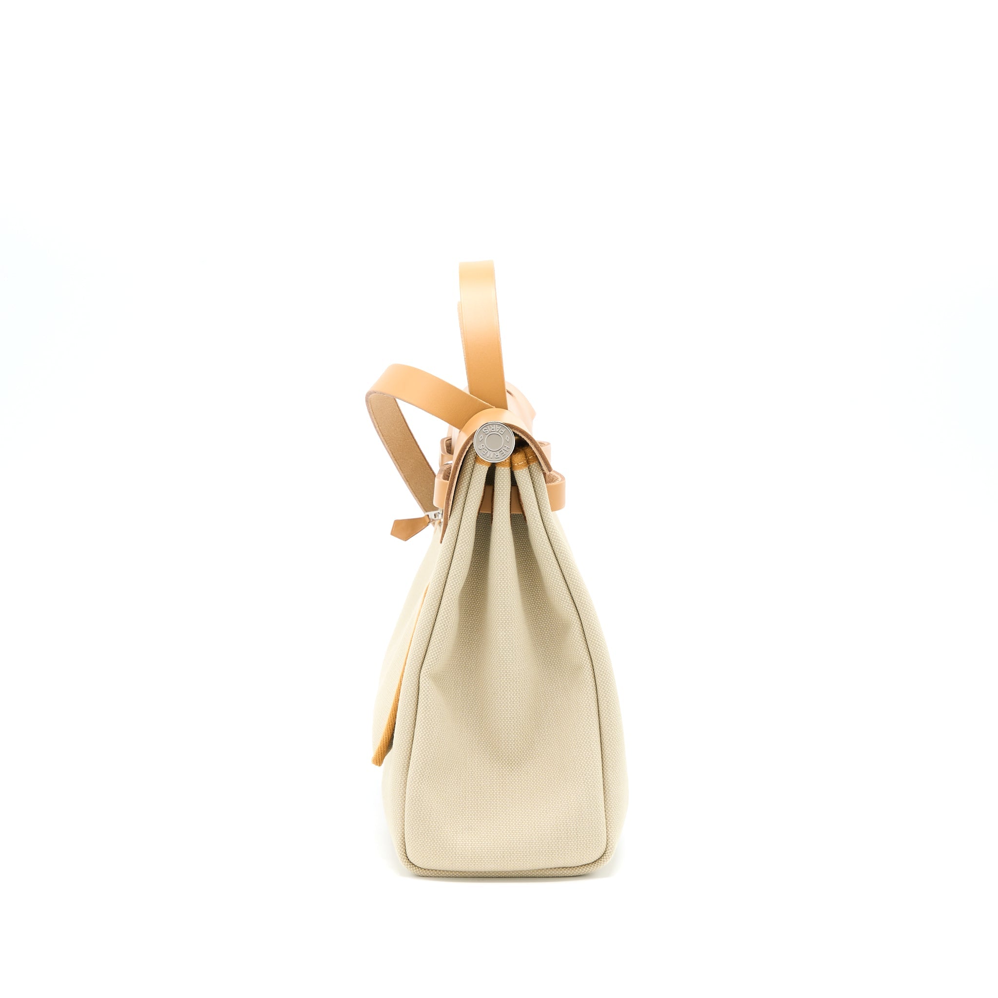 HERMES HERBAG ZIP 31 LEATHER/CANVAS BETON/NATUREL SABLE SHW