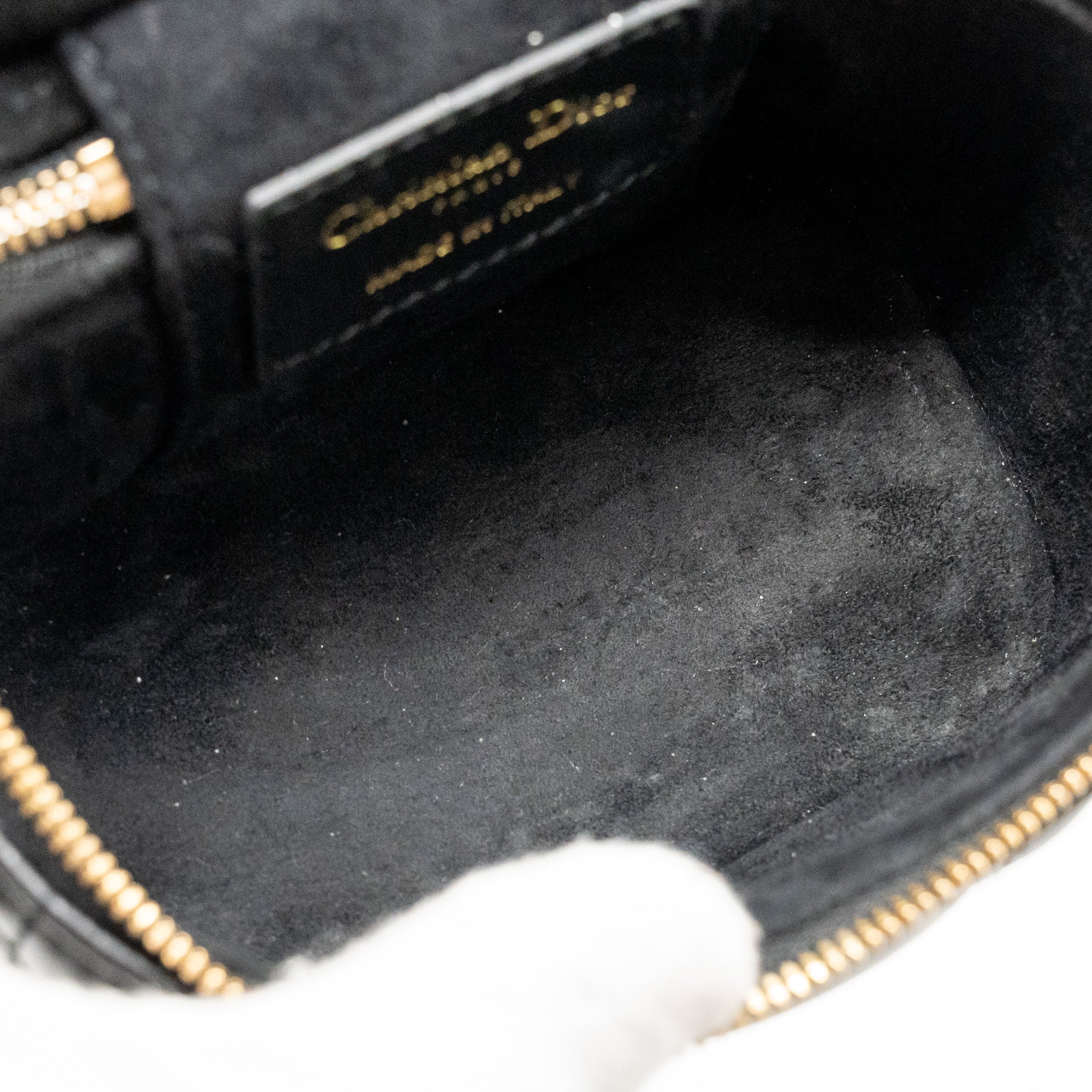 DIOR MICRO LADY DIOR VANITY CASE BAG CANNAGE LAMBSKIN BLACK LGHW